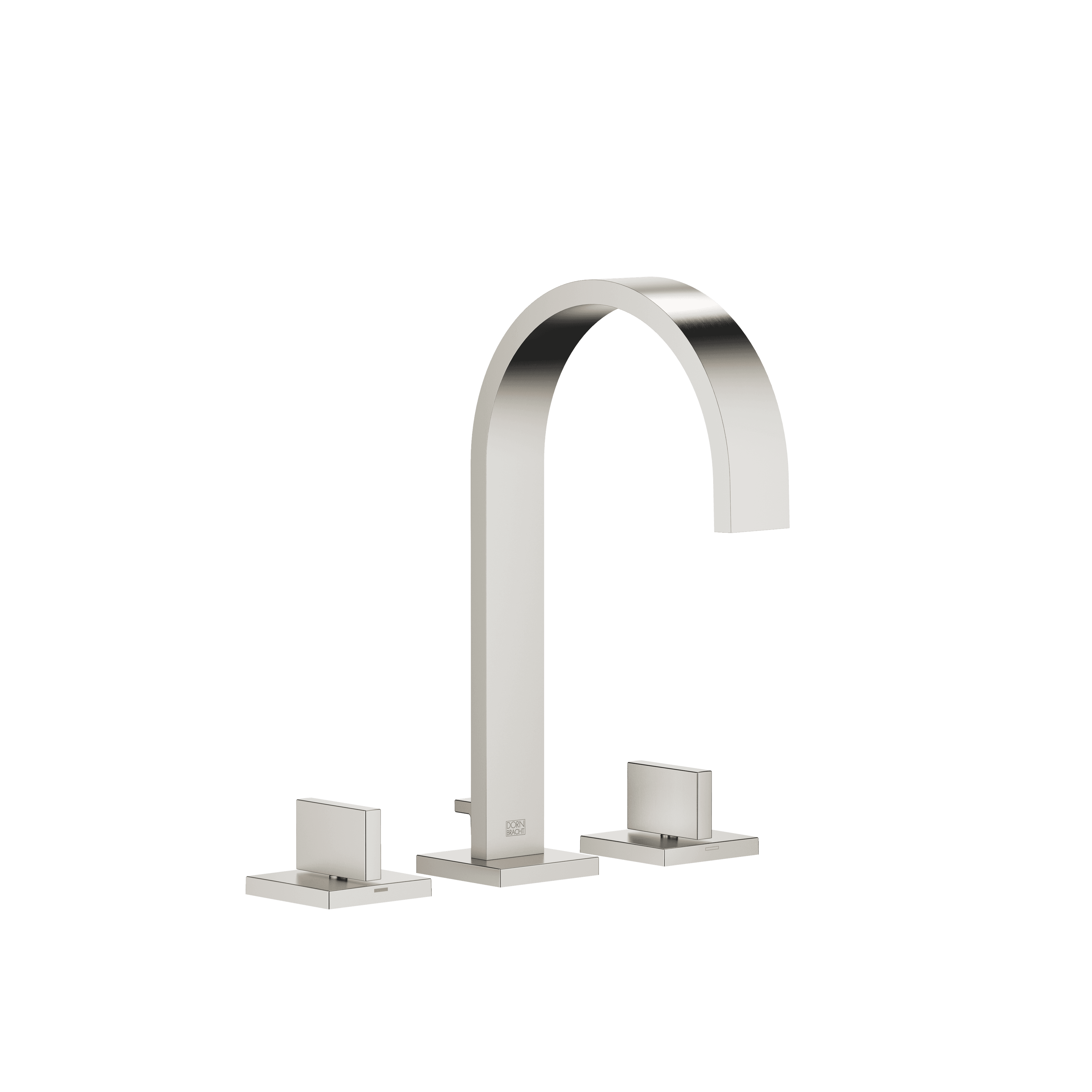 MEM Three-hole basin mixer with pop-up waste in Brushed Platinum