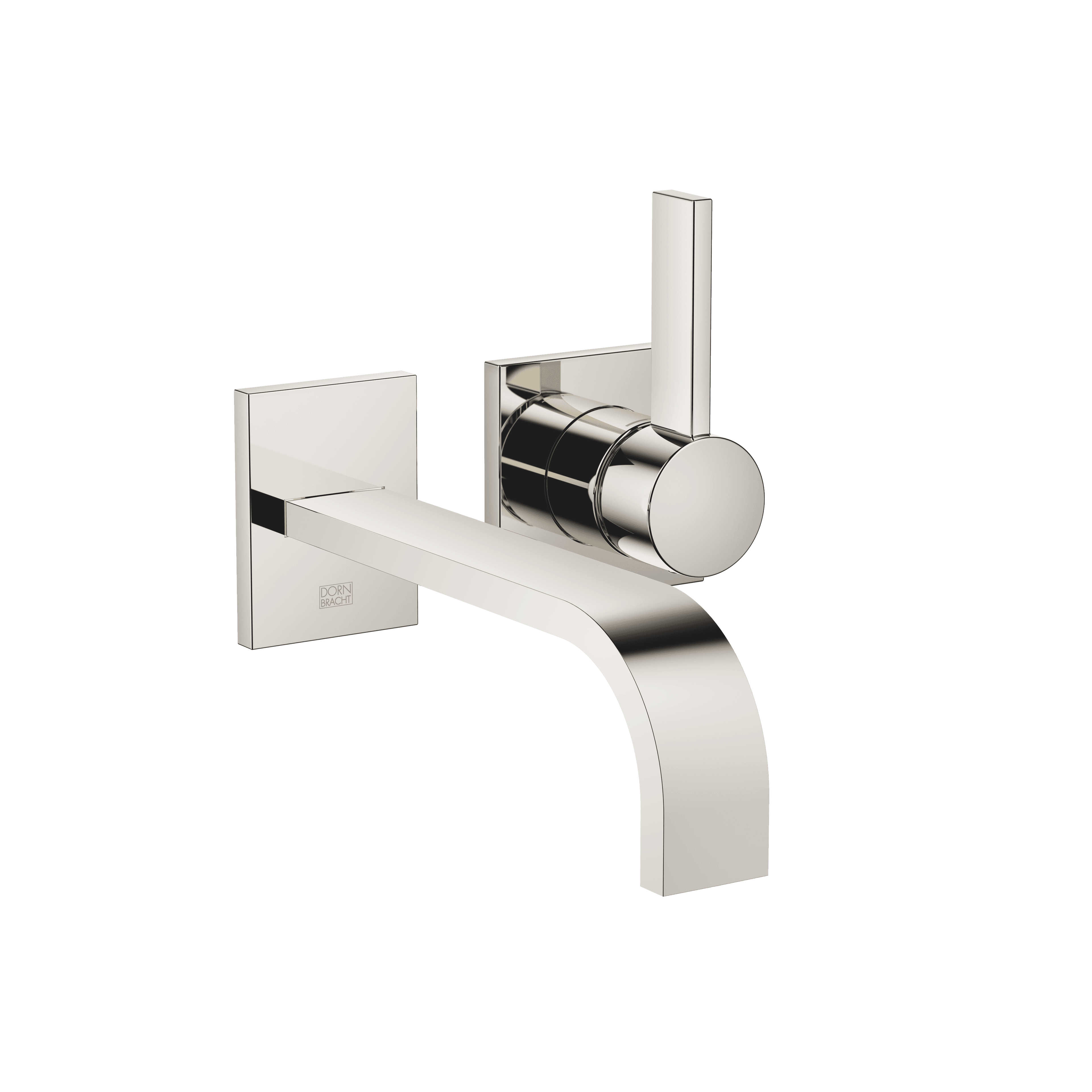 MEM Wall-mounted single-lever basin mixer without pop-up waste in Platinum