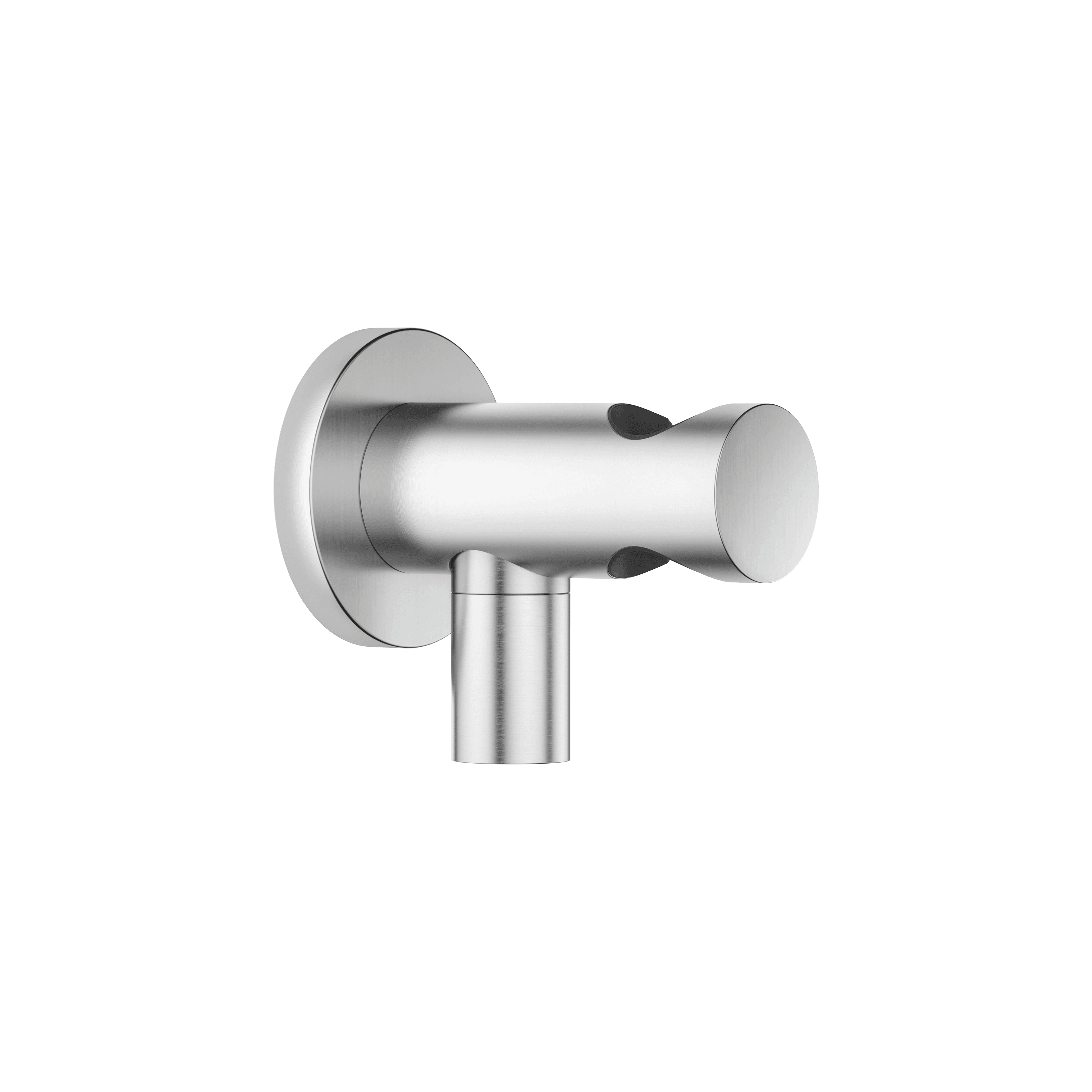Wall elbow with integrated shower holder in Brushed Chrome