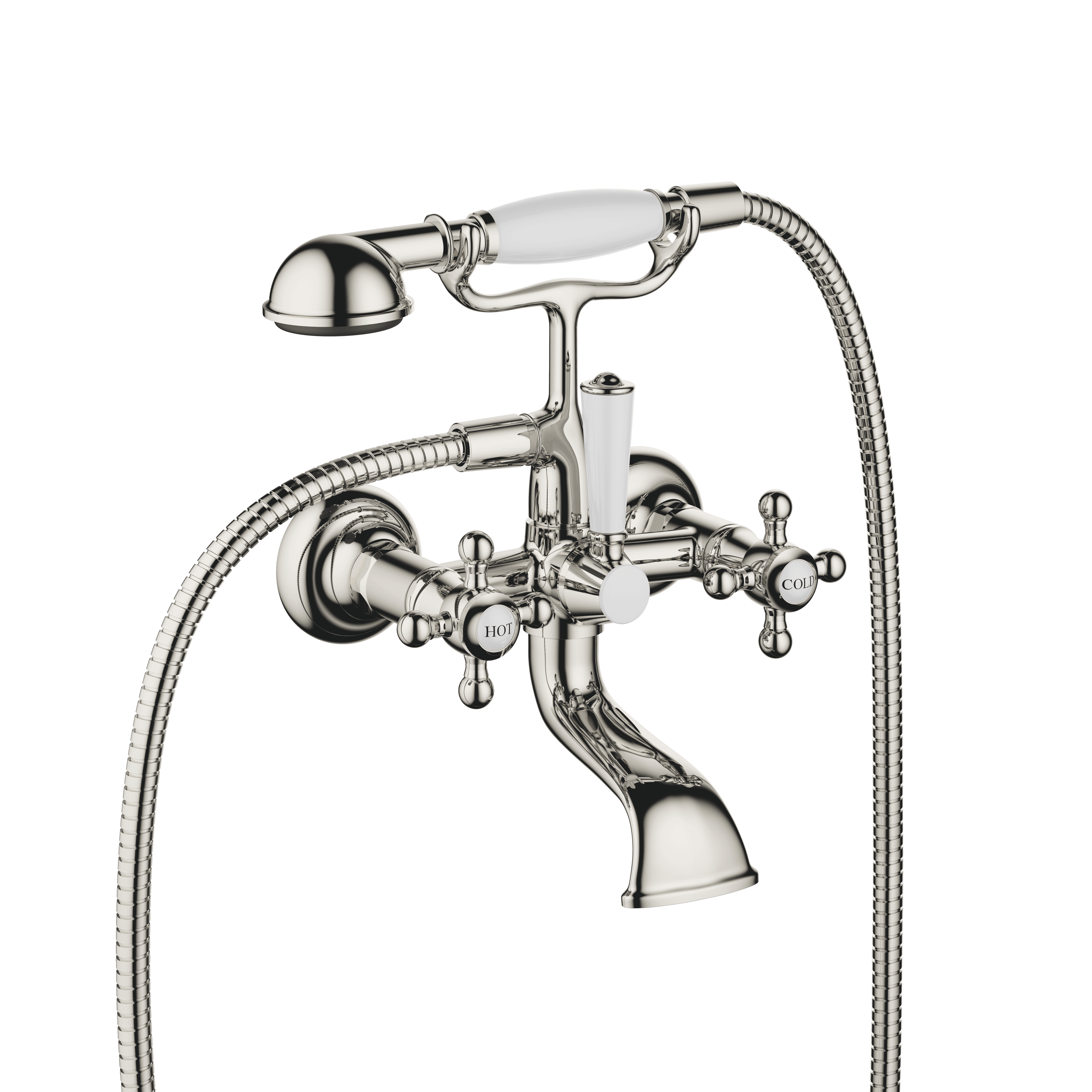 MADISON Bath mixer for wall mounting with hand shower set in Platinum
