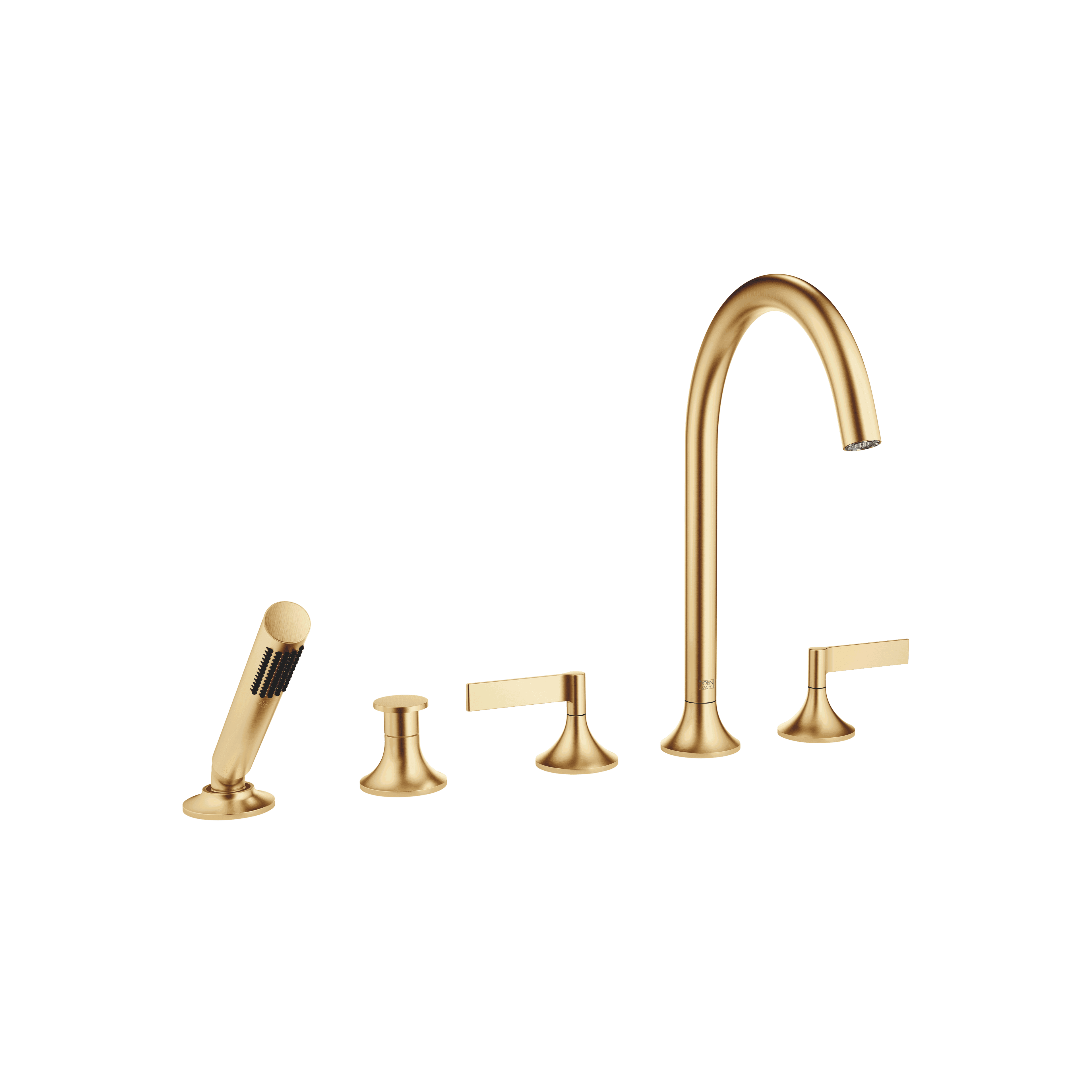 VAIA Five-hole bath mixer for deck mounting with diverter in Brushed Durabrass (23kt Gold)