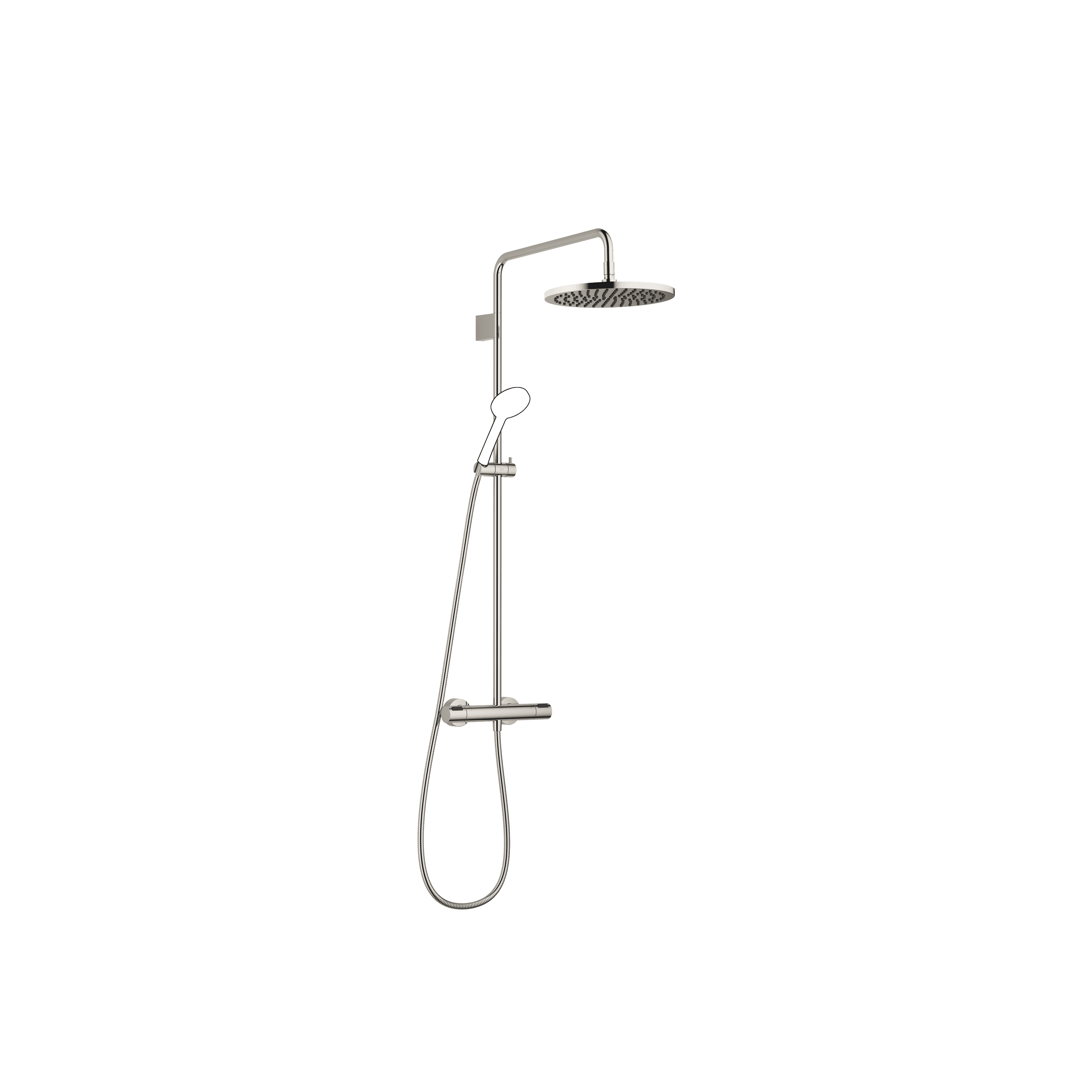Shower pipe with shower thermostat without hand shower 300 mm in Platinum