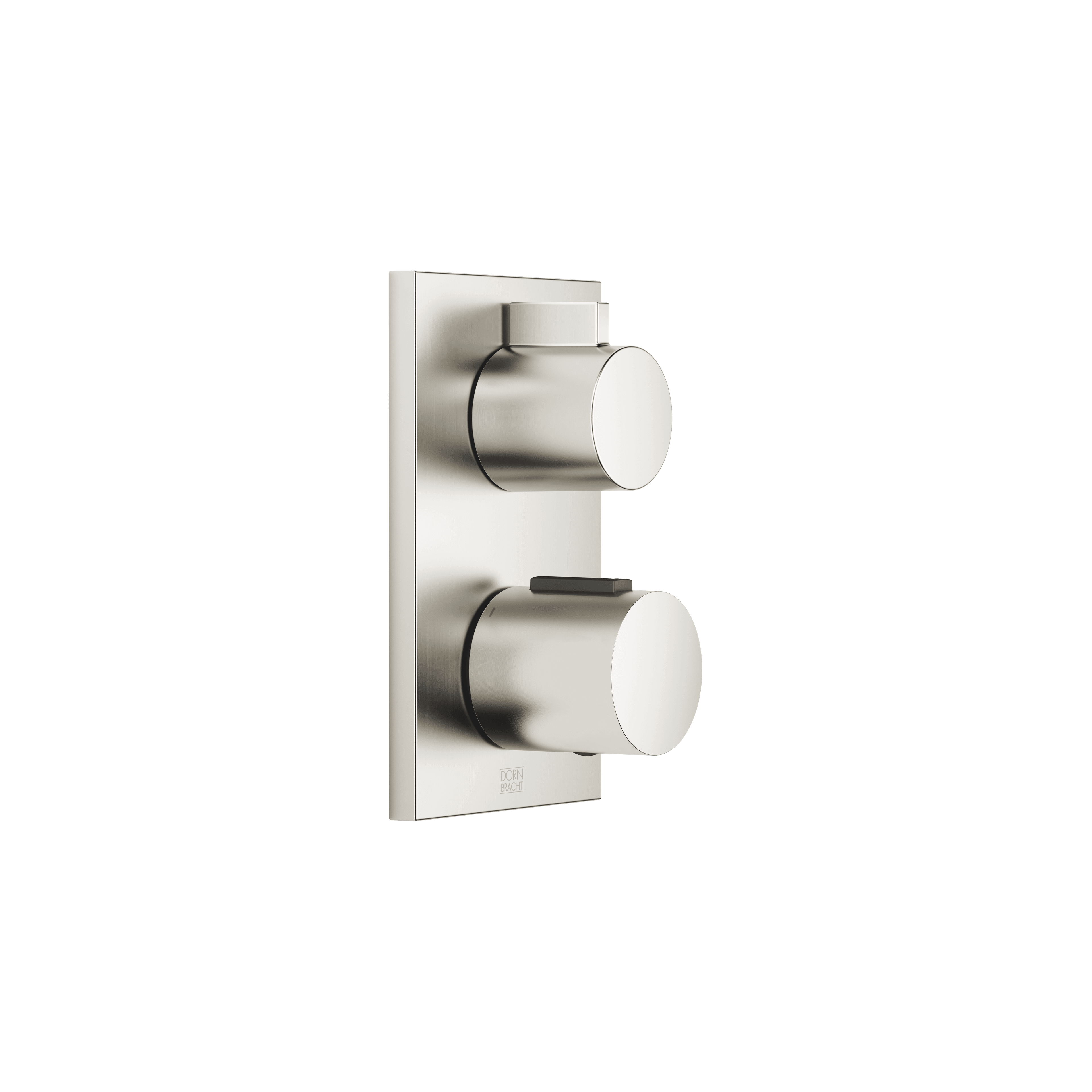 Concealed thermostat with one function volume control in Brushed Platinum