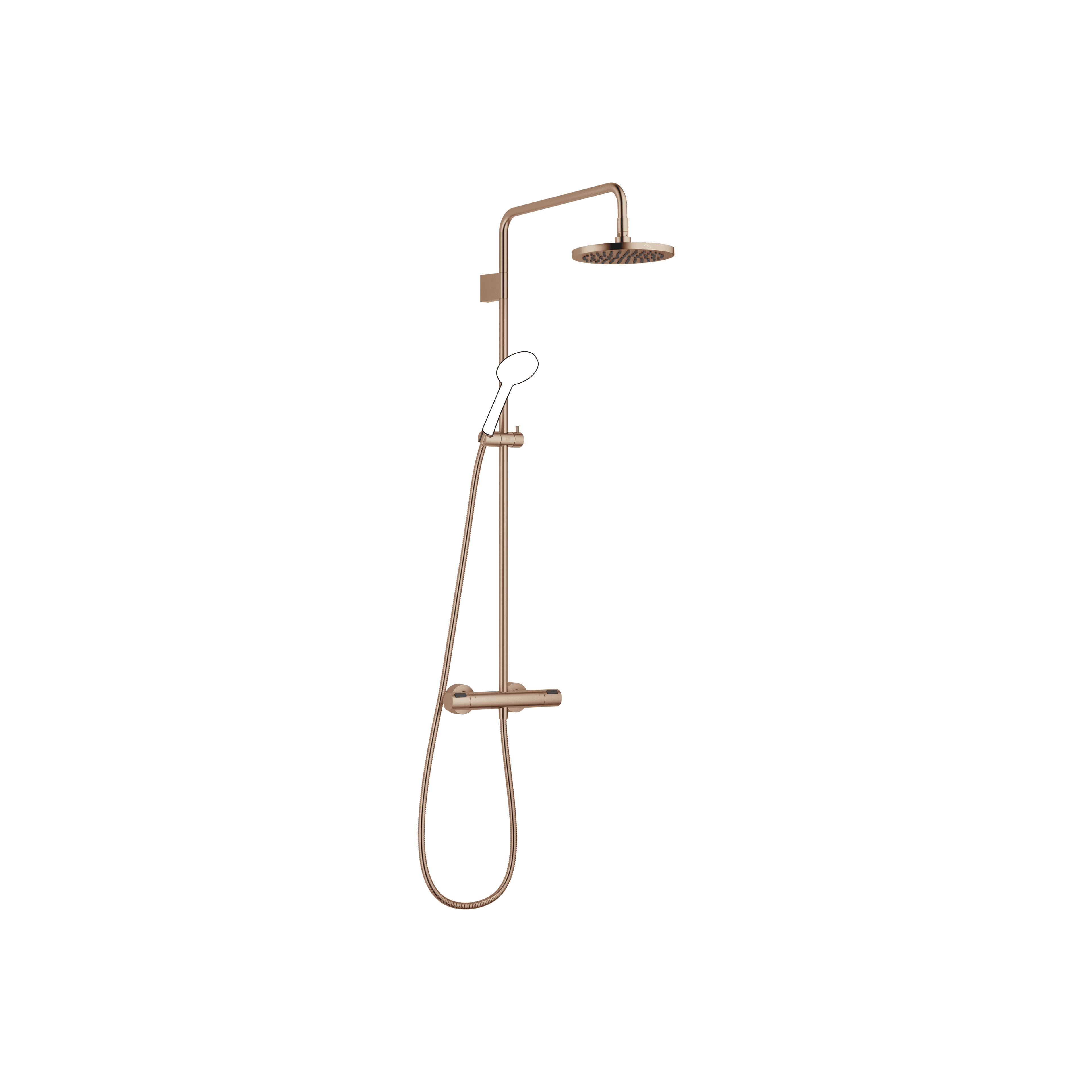 Shower pipe with shower thermostat without hand shower FlowReduce 220 mm in Brushed Bronze (PVD)