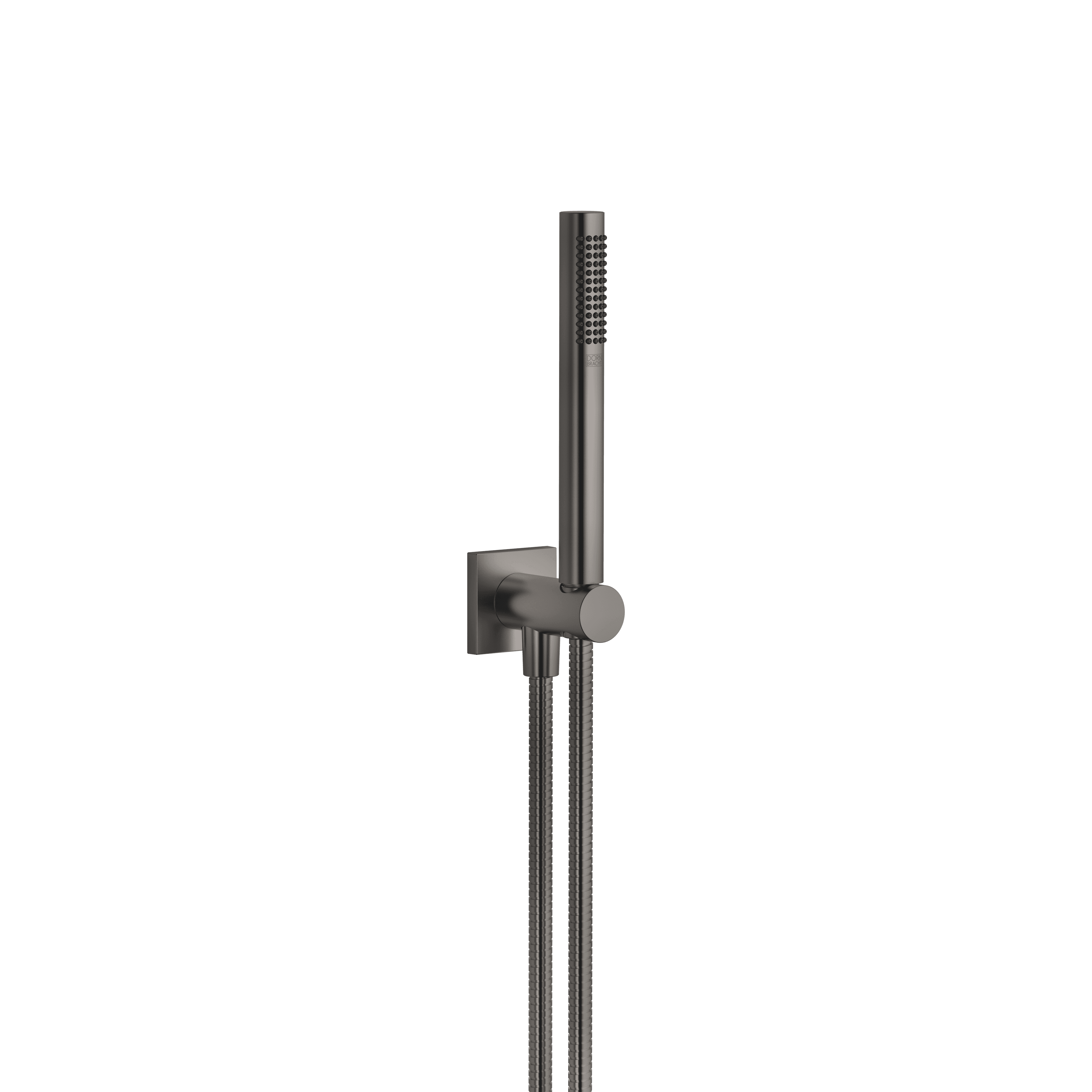 Hand shower set with integrated shower holder FlowReduce in Brushed Dark Platinum