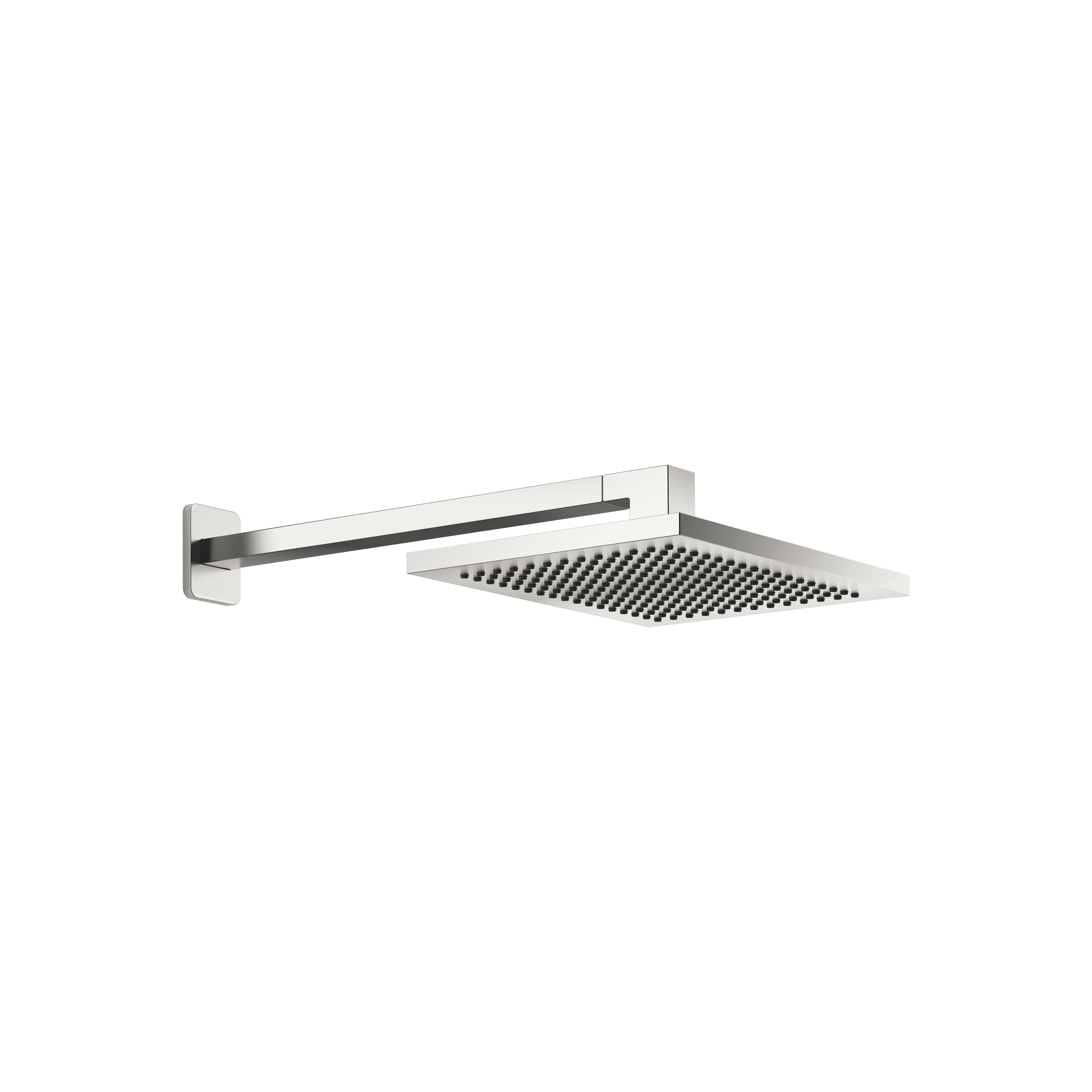 LULU Rain shower with wall fixing FlowReduce 300 x 240 mm in Brushed Platinum