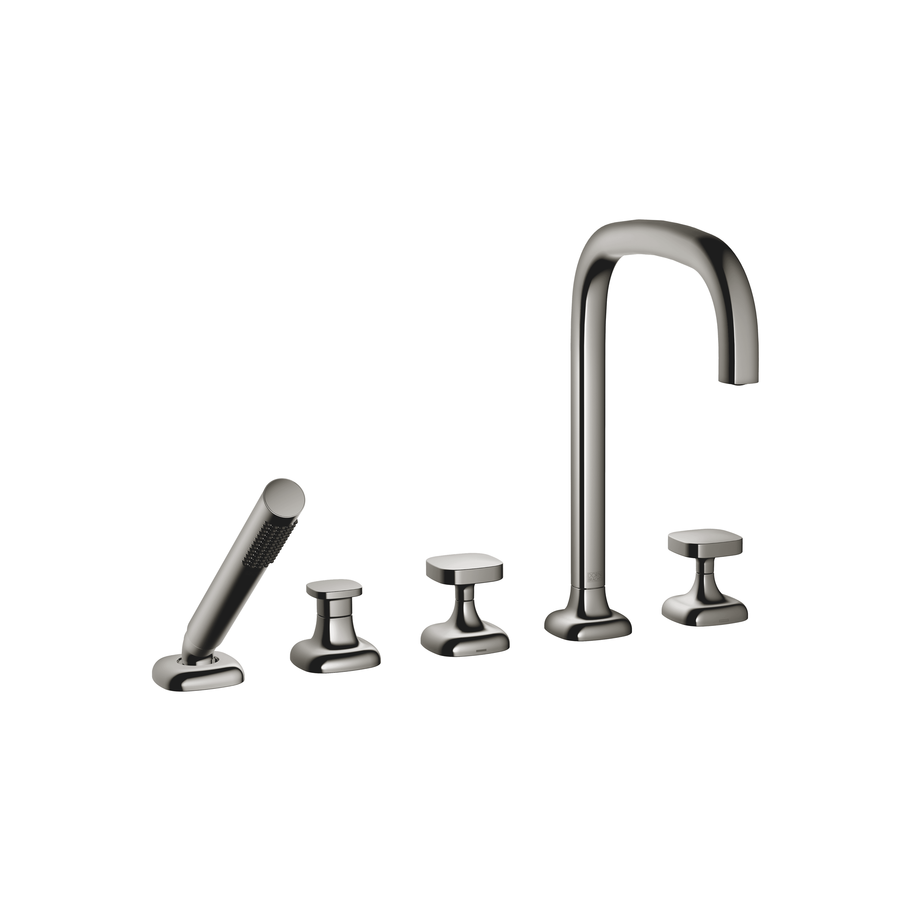 COYA Five-hole bath mixer for deck mounting with diverter in Dark Chrome