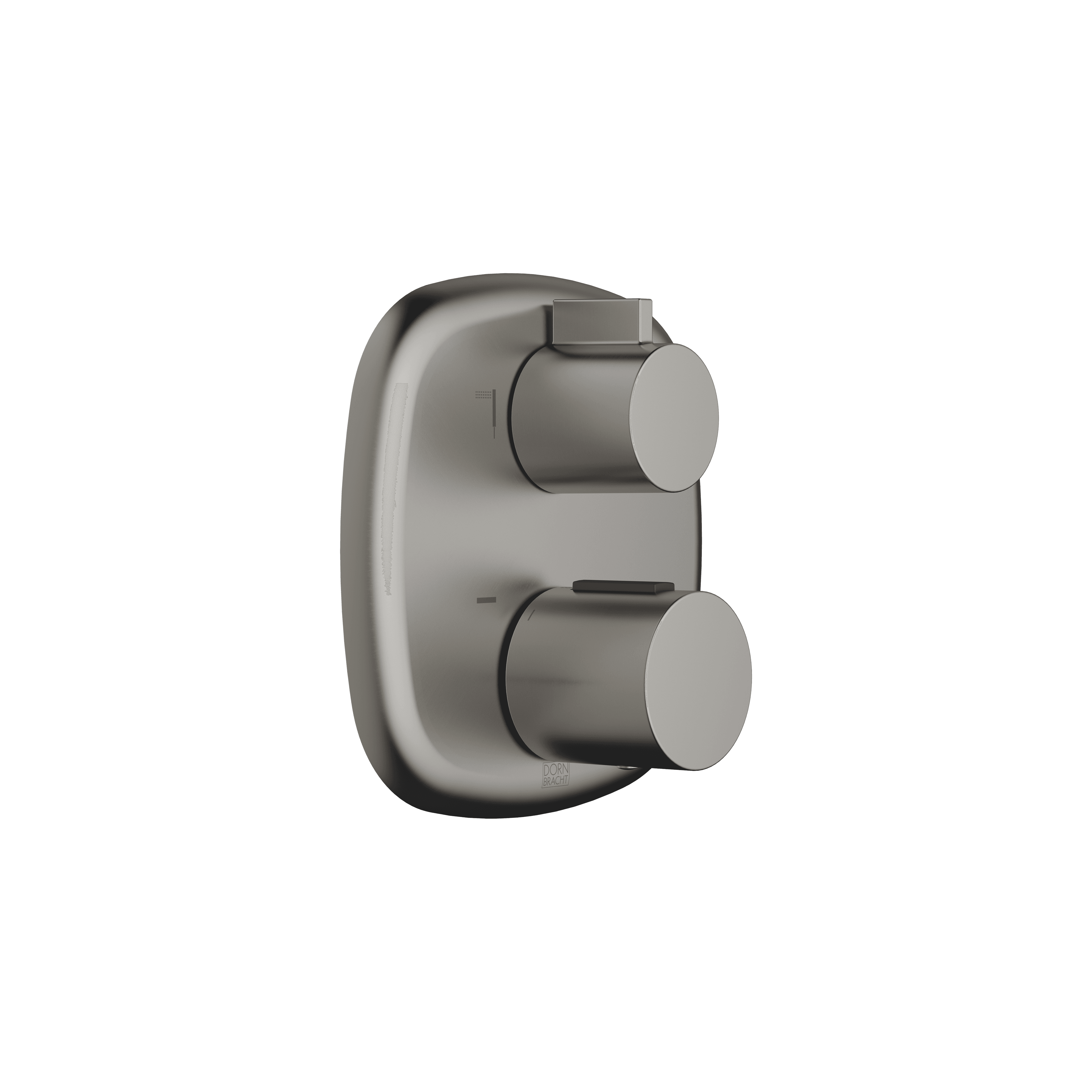 COYA Concealed thermostat with two function volume control in Brushed Dark Platinum