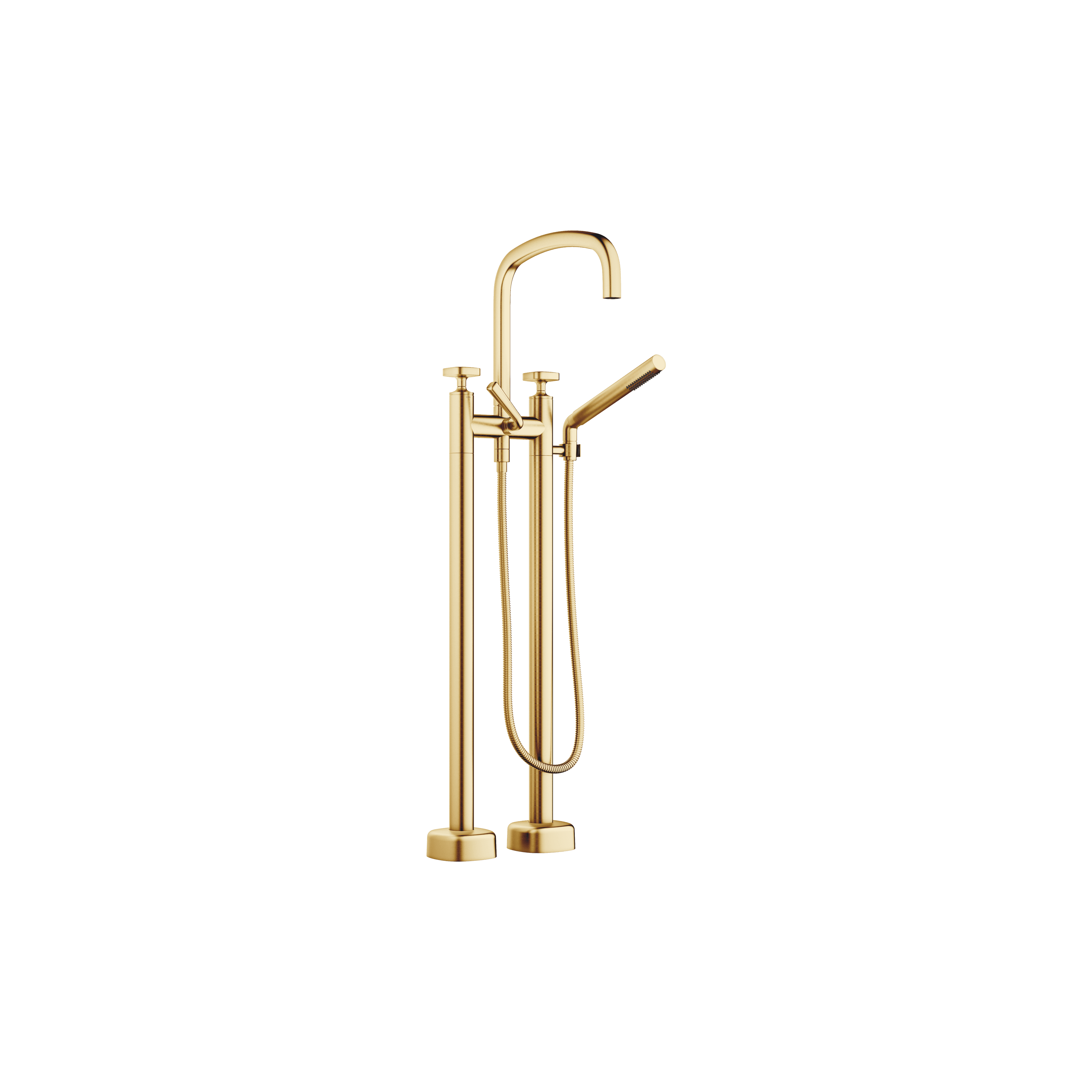 COYA Two-hole bath mixer for free-standing assembly with hand shower set in Brushed Durabrass (23kt Gold)