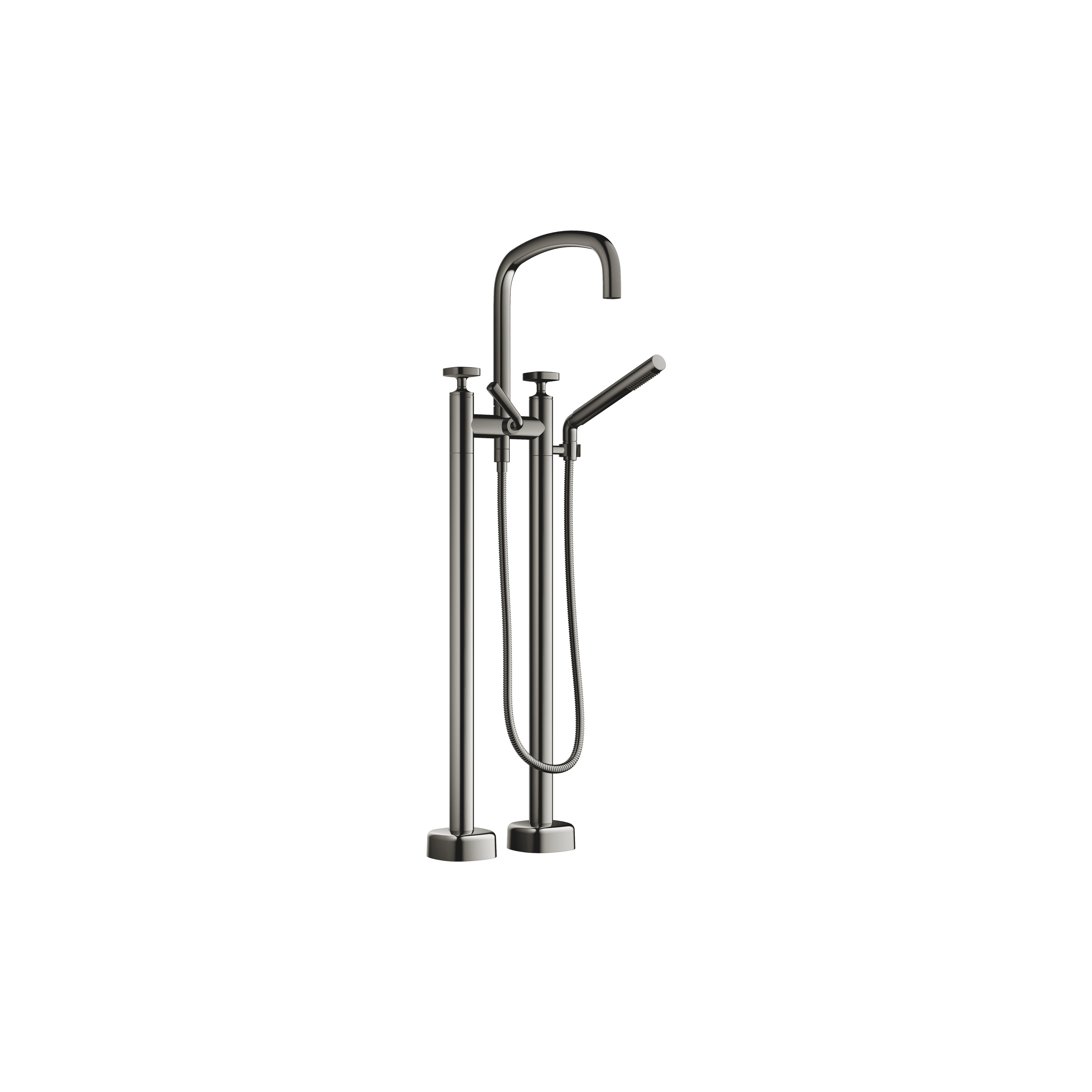 COYA Two-hole bath mixer for free-standing assembly with hand shower set in Dark Chrome
