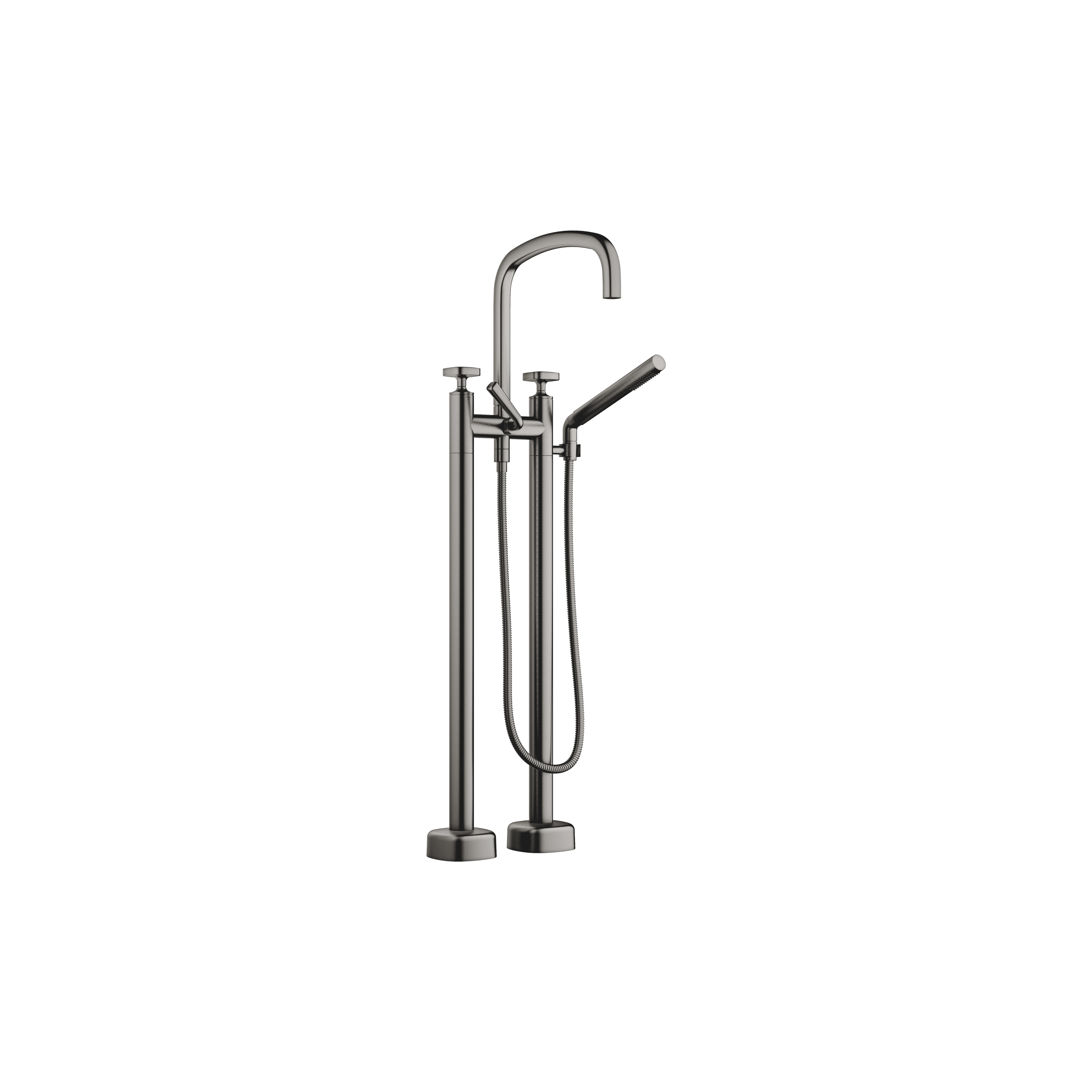 COYA Two-hole bath mixer for free-standing assembly with hand shower set in Brushed Dark Platinum