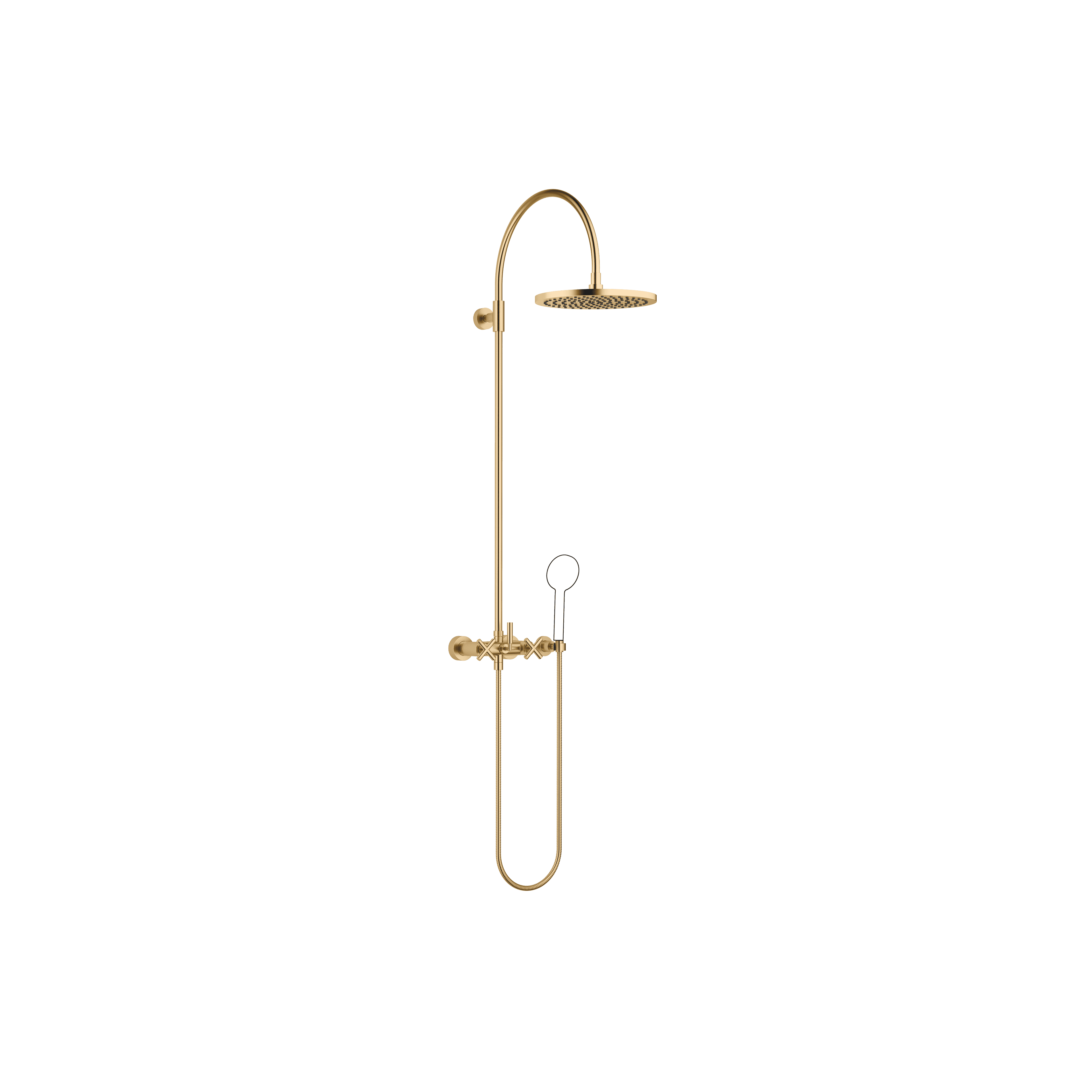 TARA Showerpipe with shower mixer without hand shower 300 mm in Brushed Gold (PVD)