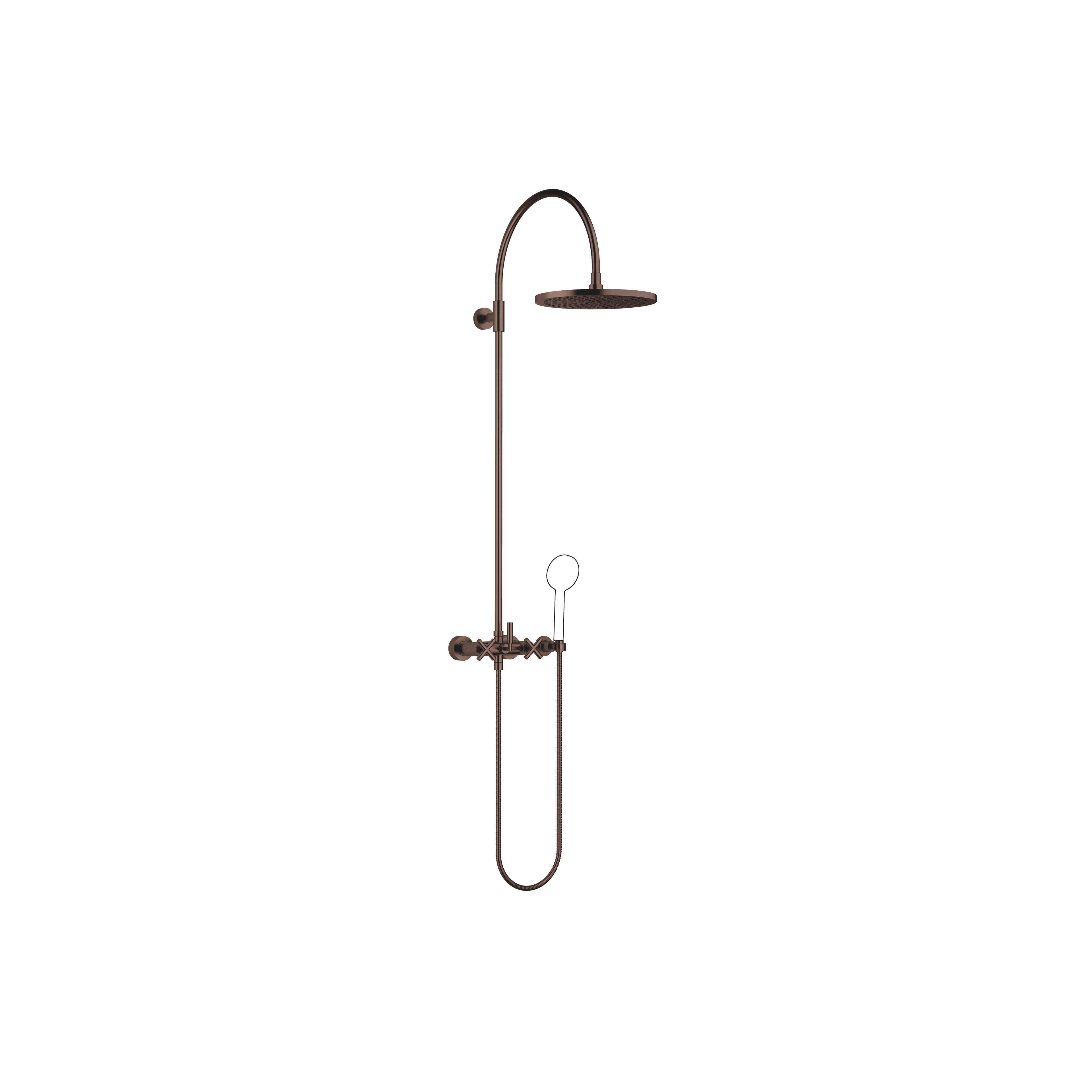 TARA Showerpipe with shower mixer without hand shower 300 mm in Brushed Dark Bronze (PVD)