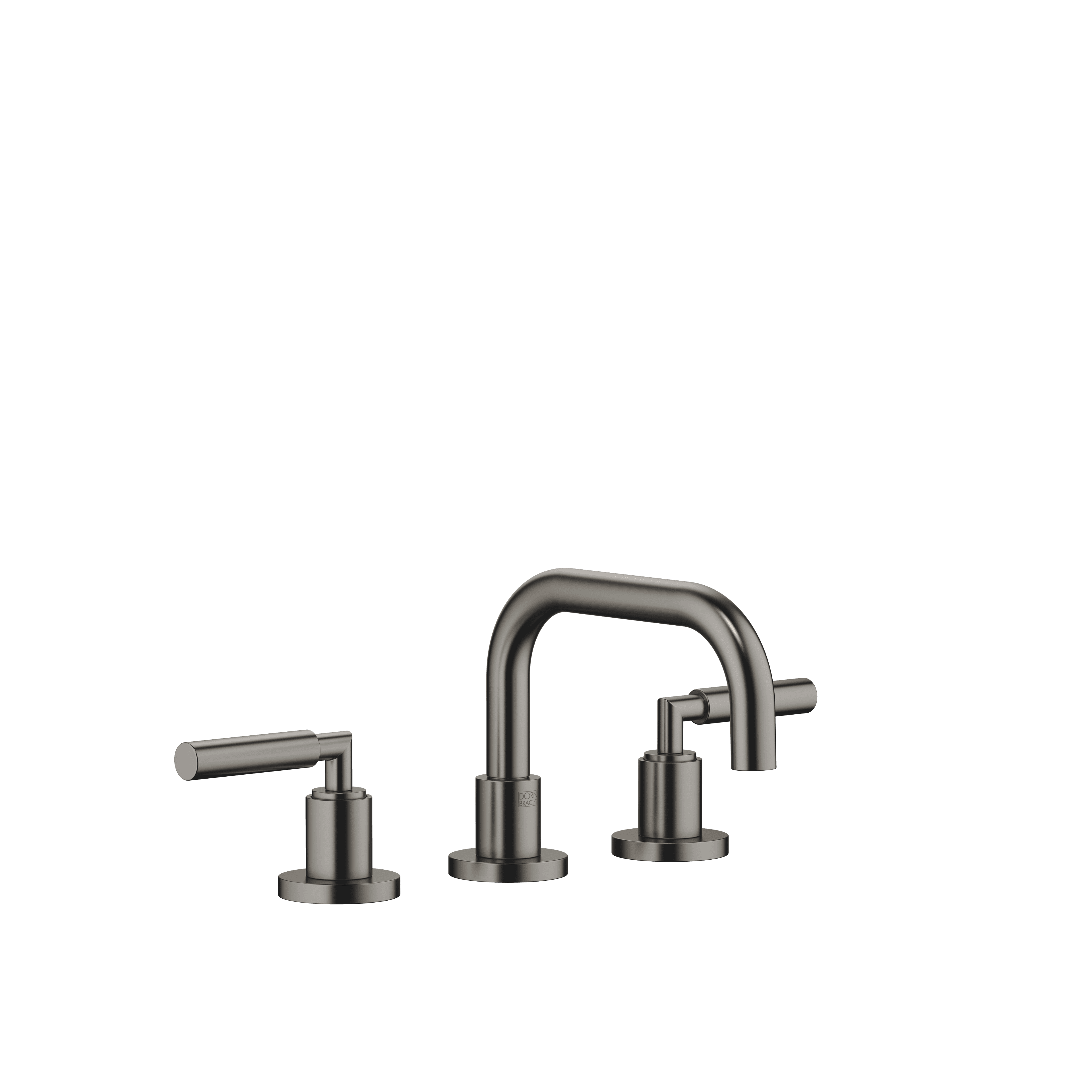 TARA Three-hole basin mixer with pop-up waste in Brushed Dark Platinum
