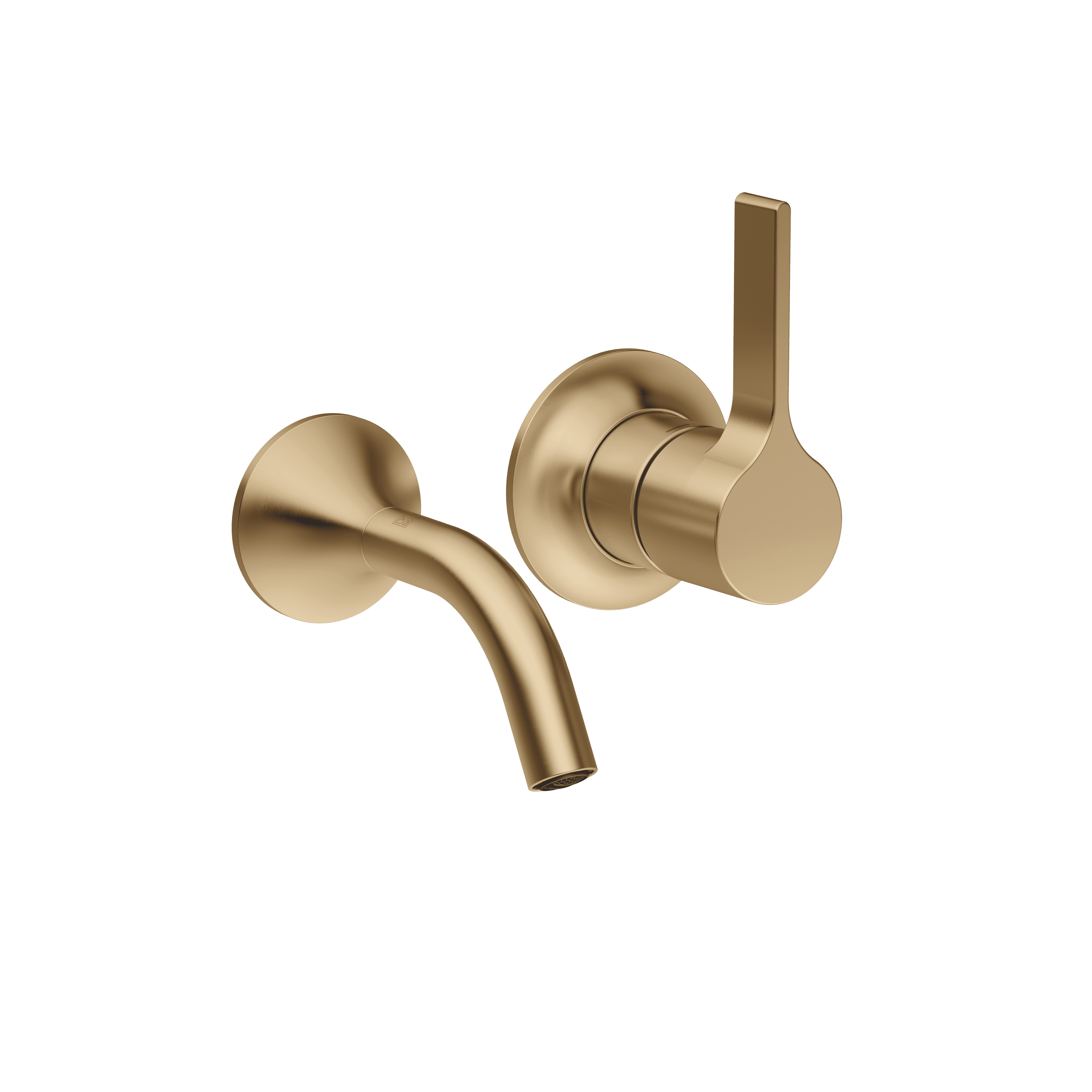 VAIA Wall-mounted single-lever basin mixer without pop-up waste in Brushed Dark Brass (PVD)