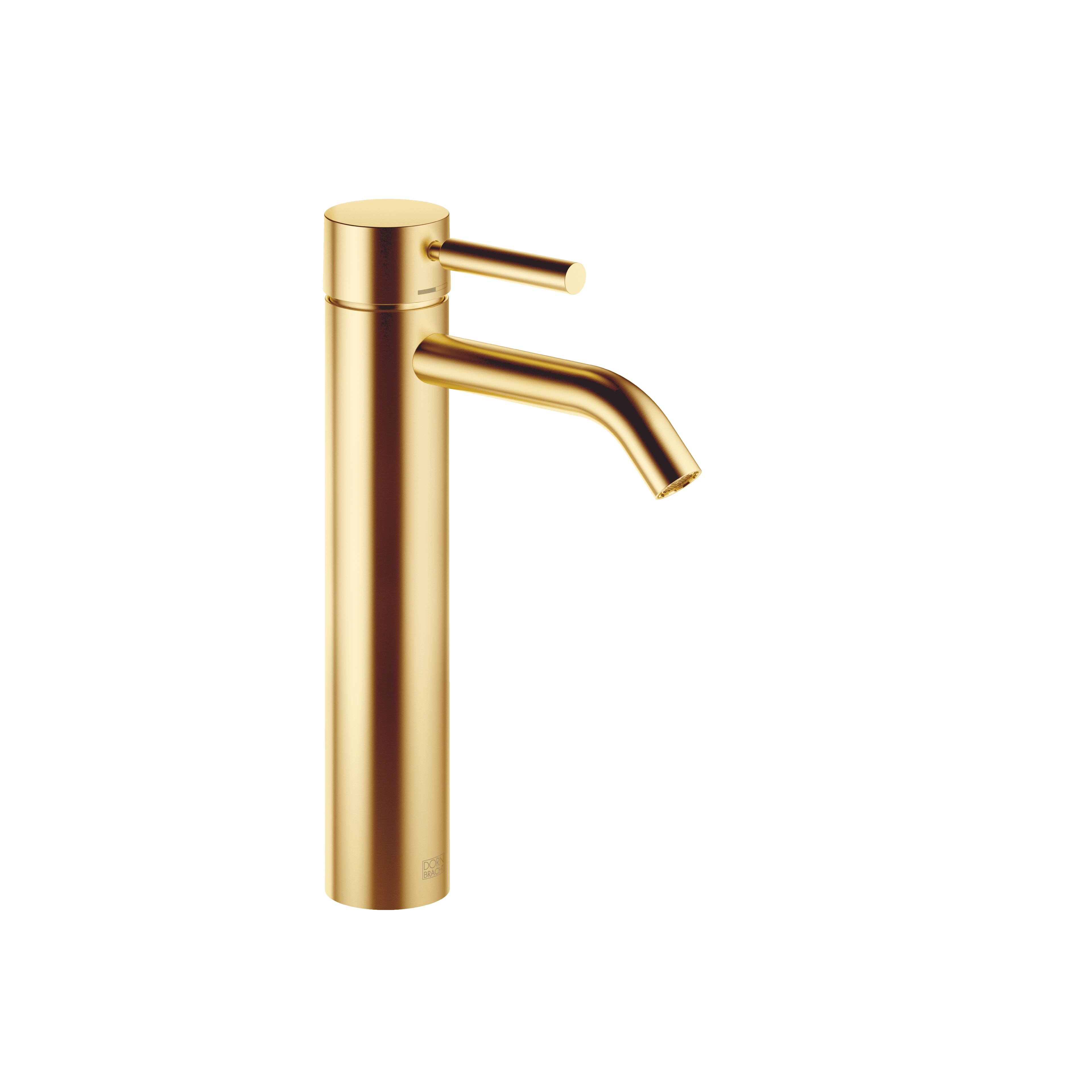 META Single-lever basin mixer with raised base without pop-up waste in Brushed Gold (PVD)