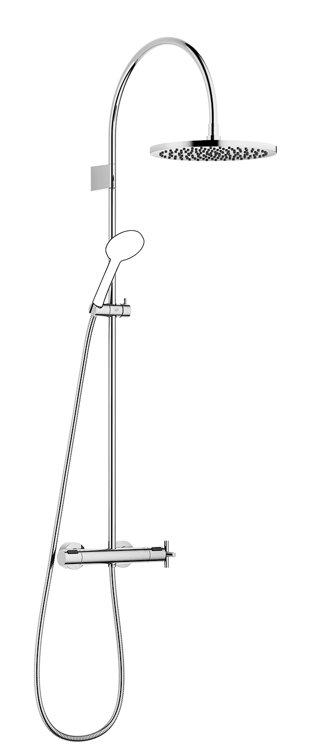 TARA Shower pipe with shower thermostat without hand shower 300 mm in Brushed Dark Bronze (PVD)