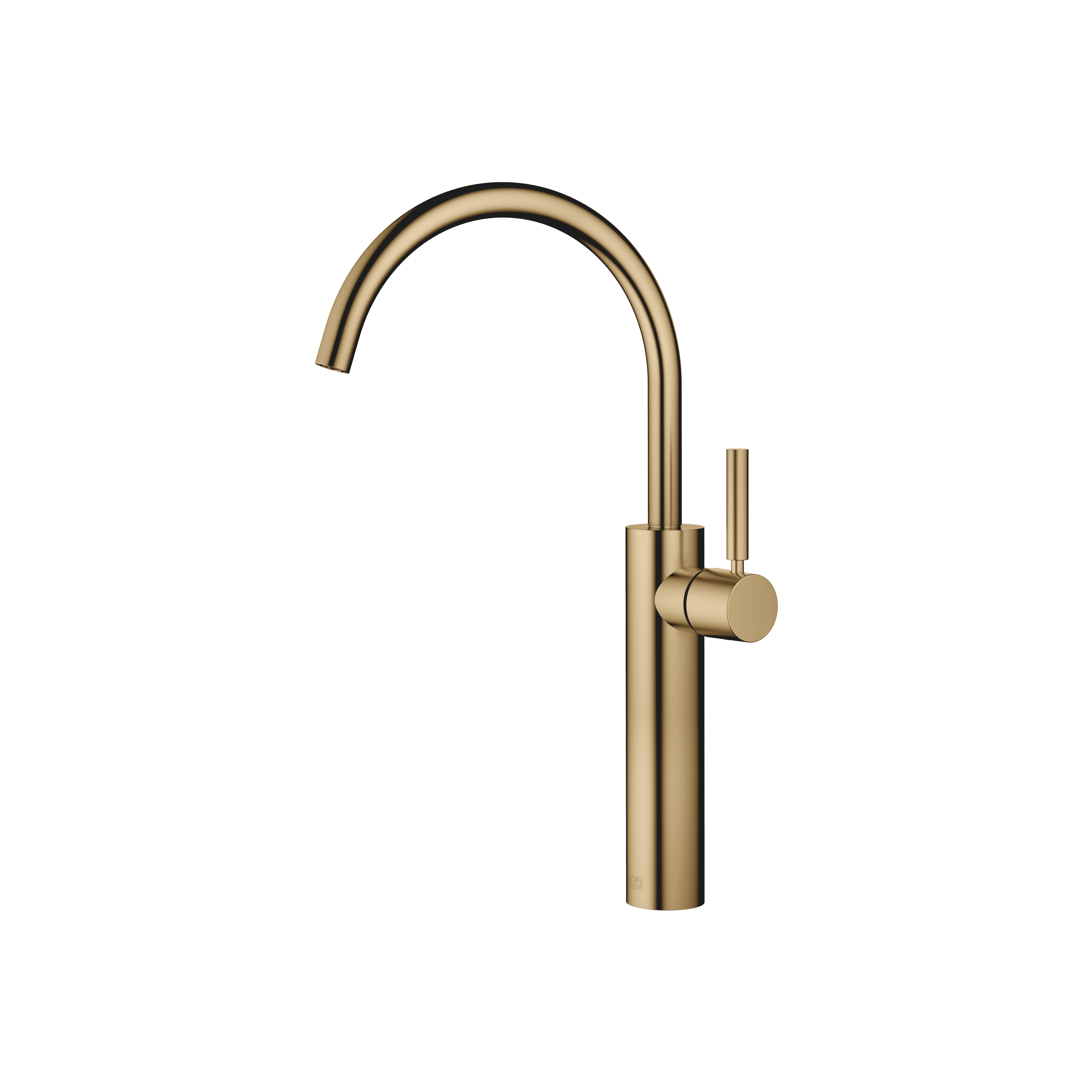META Single-lever basin mixer with raised base without pop-up waste in Brushed Dark Brass (PVD)