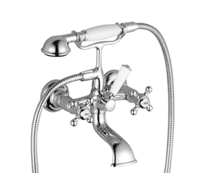 MADISON Bath mixer for wall mounting with hand shower set in Brushed Dark Brass (PVD)