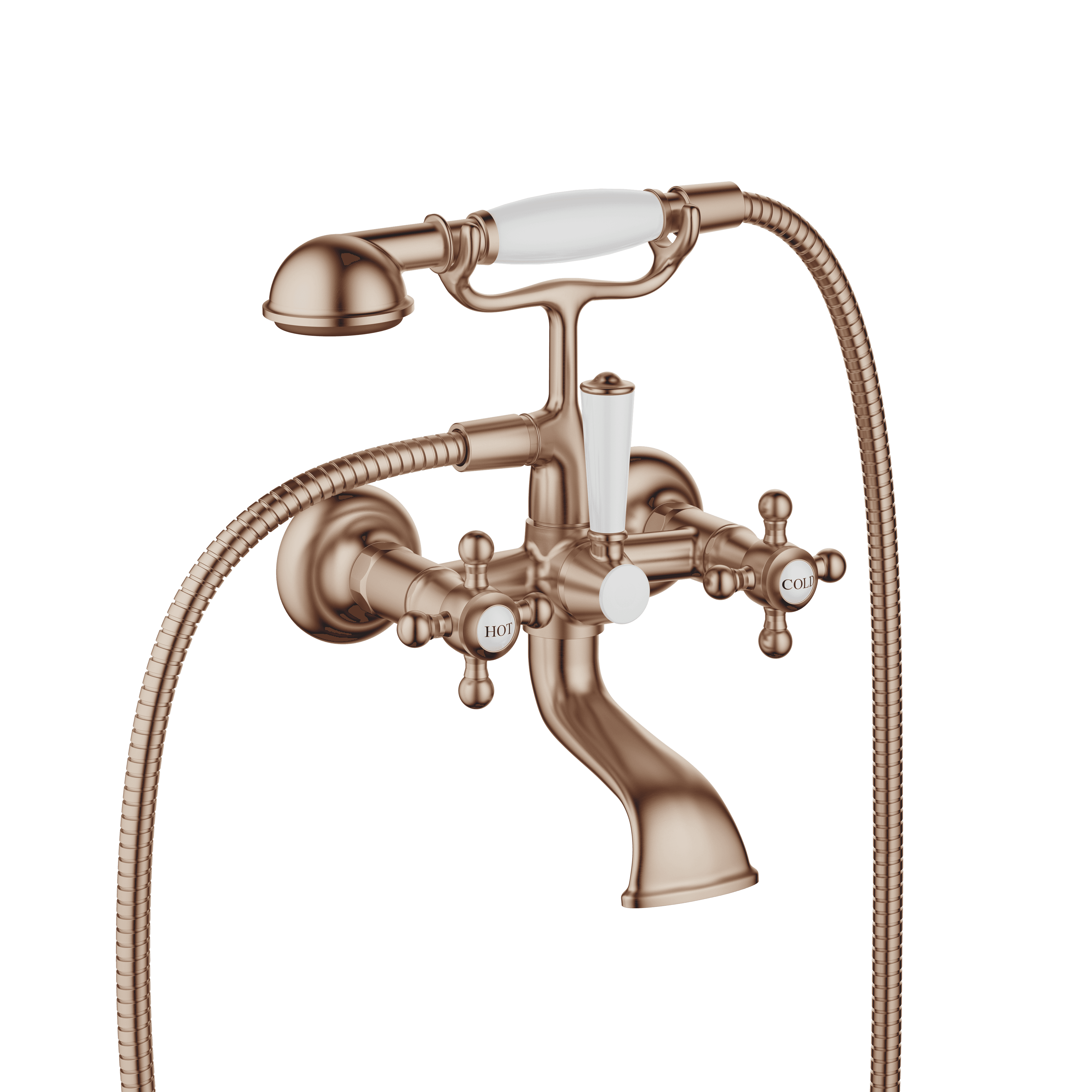 MADISON Bath mixer for wall mounting with hand shower set in Brushed Bronze (PVD)