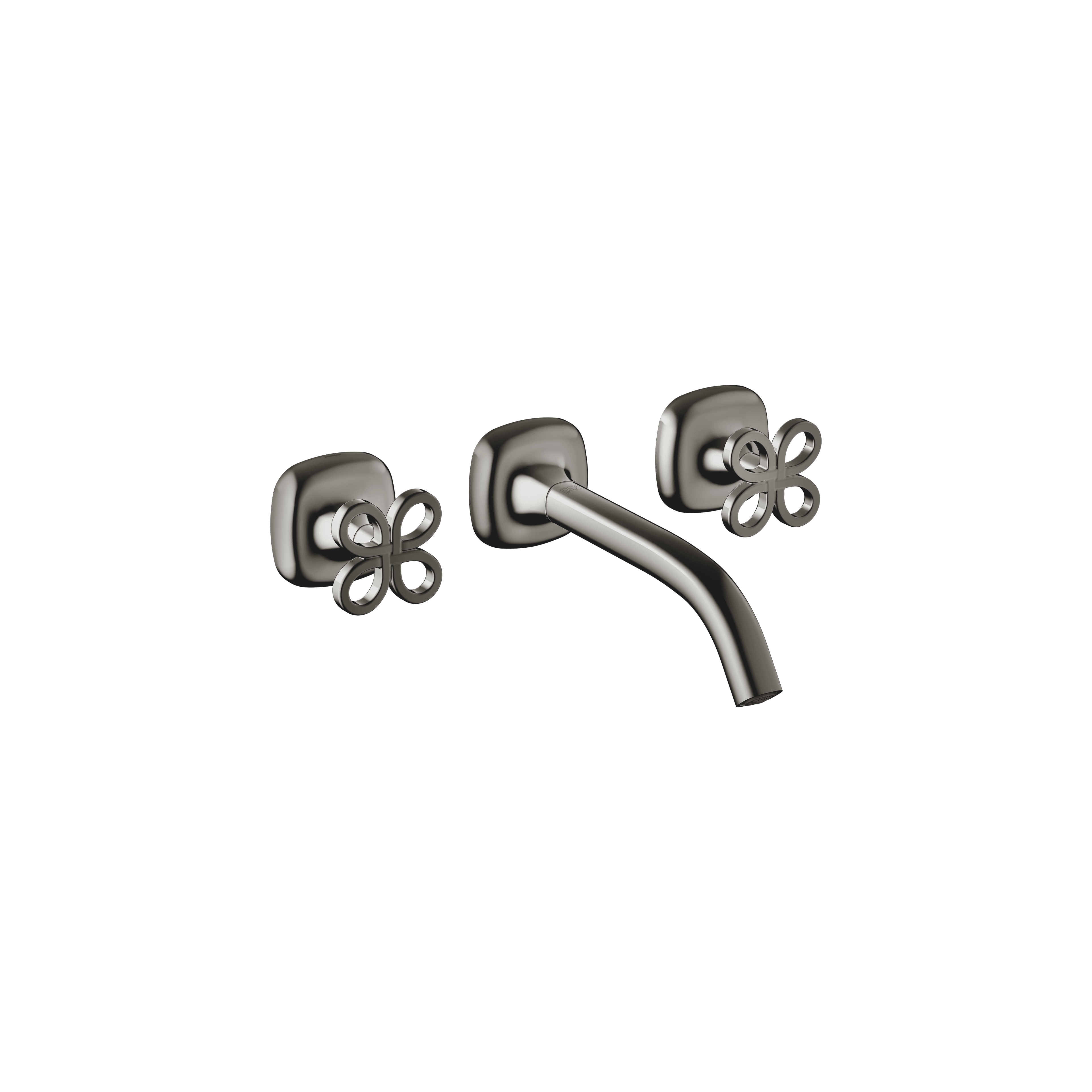 Wall-mounted basin mixer without pop-up waste in Dark Chrome