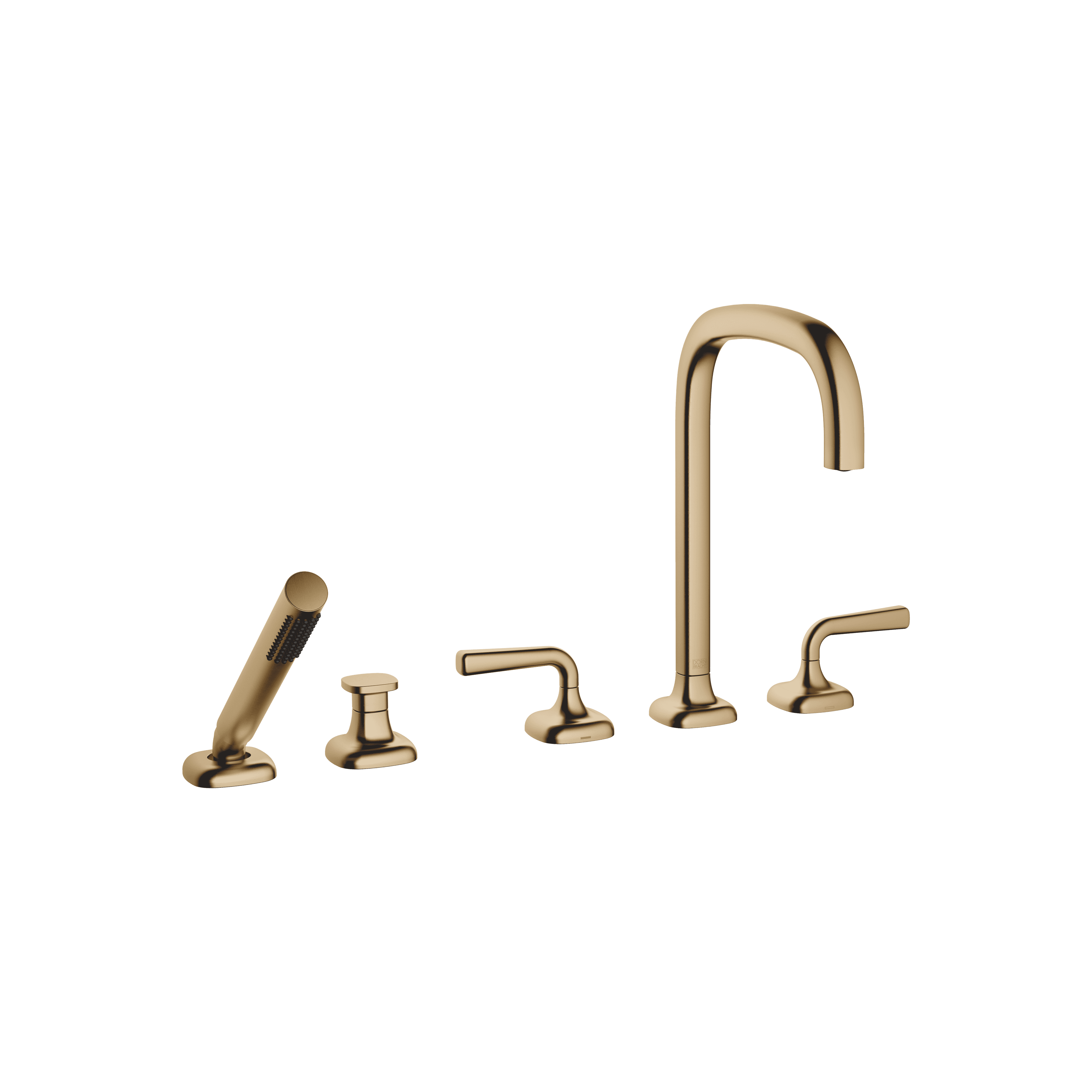 COYA Five-hole bath mixer for deck mounting with diverter in Brushed Dark Brass (PVD)