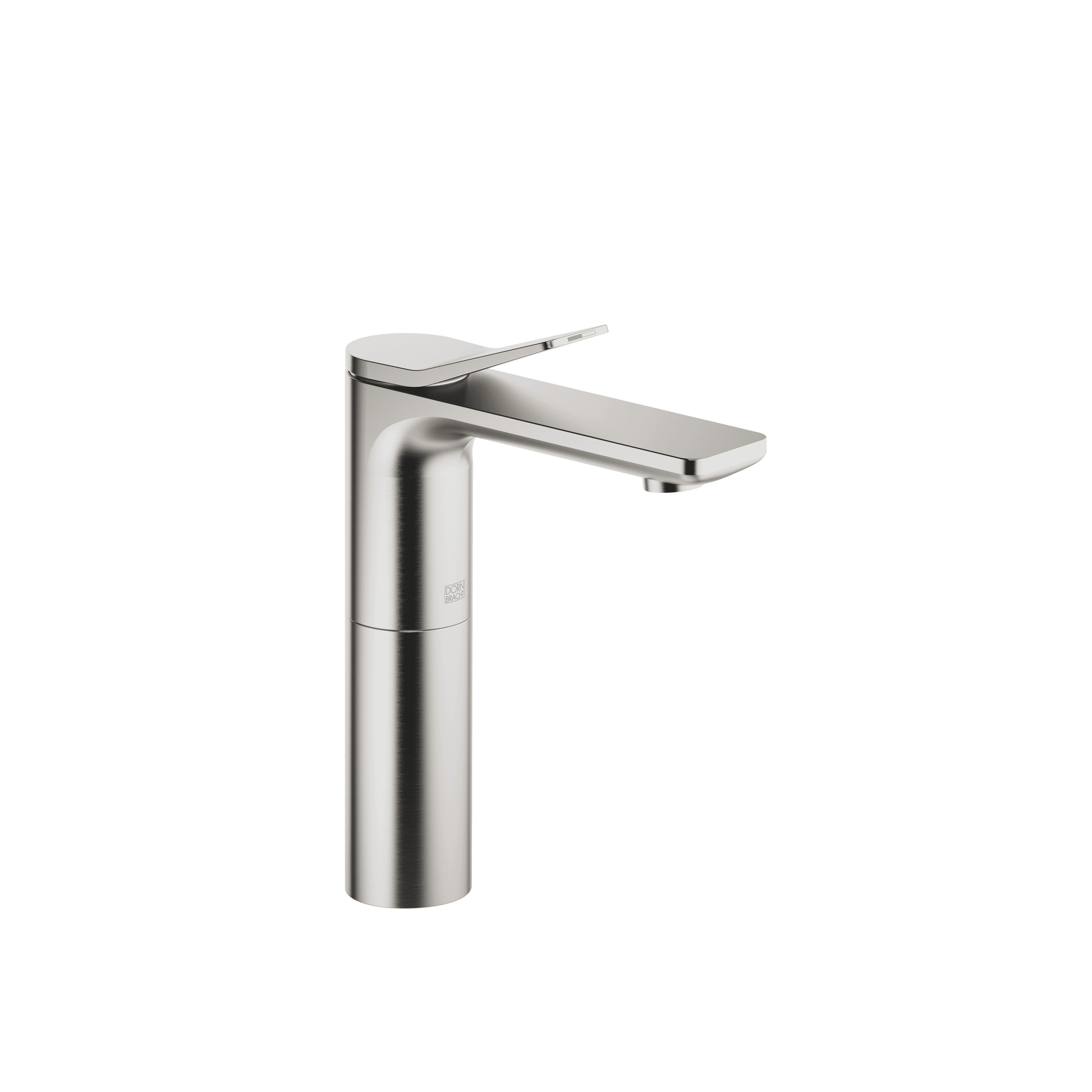 LISSÉ Single-lever basin mixer with raised base without pop-up waste in Brushed Platinum