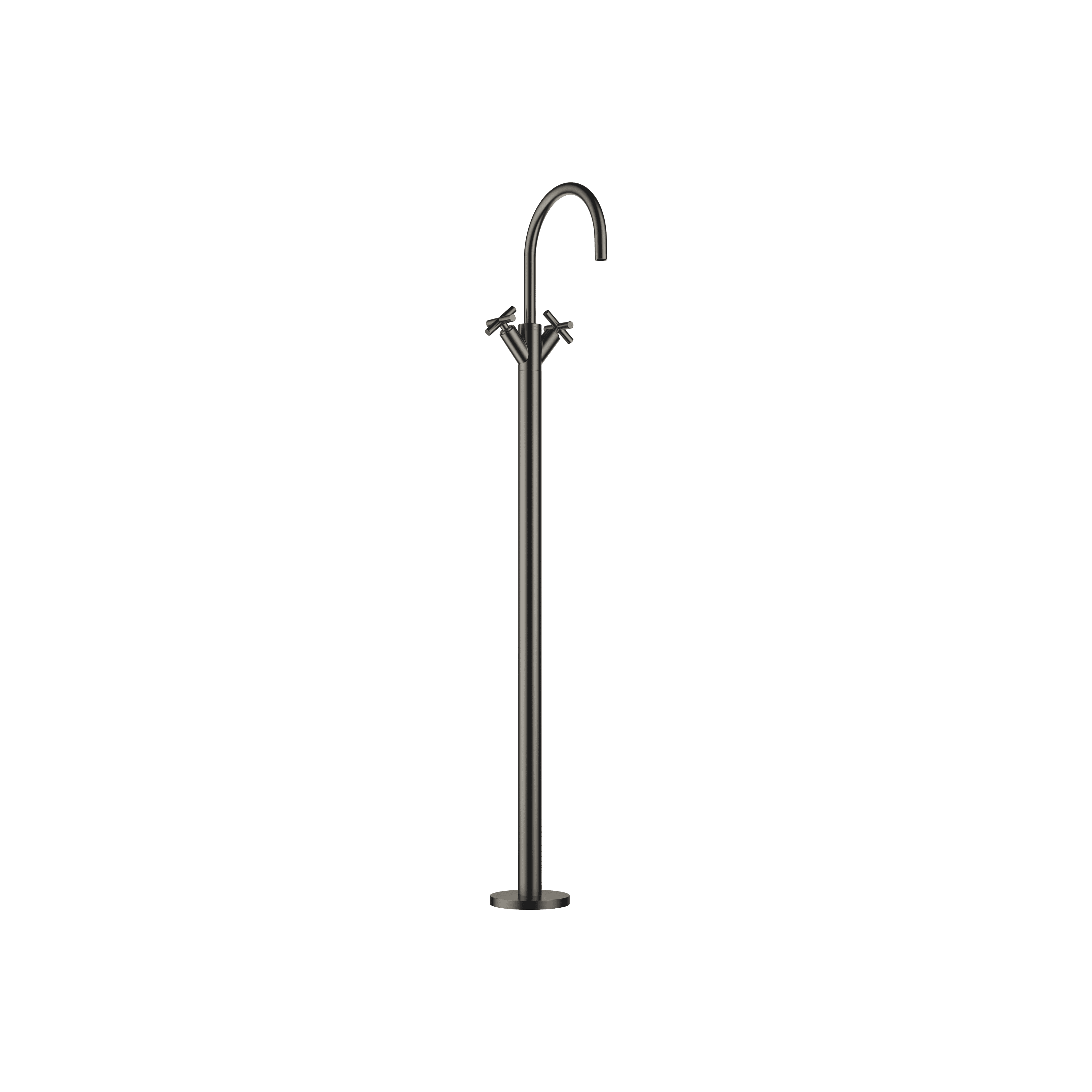 TARA Single-hole basin mixer with stand pipe without pop-up waste in Brushed Dark Platinum