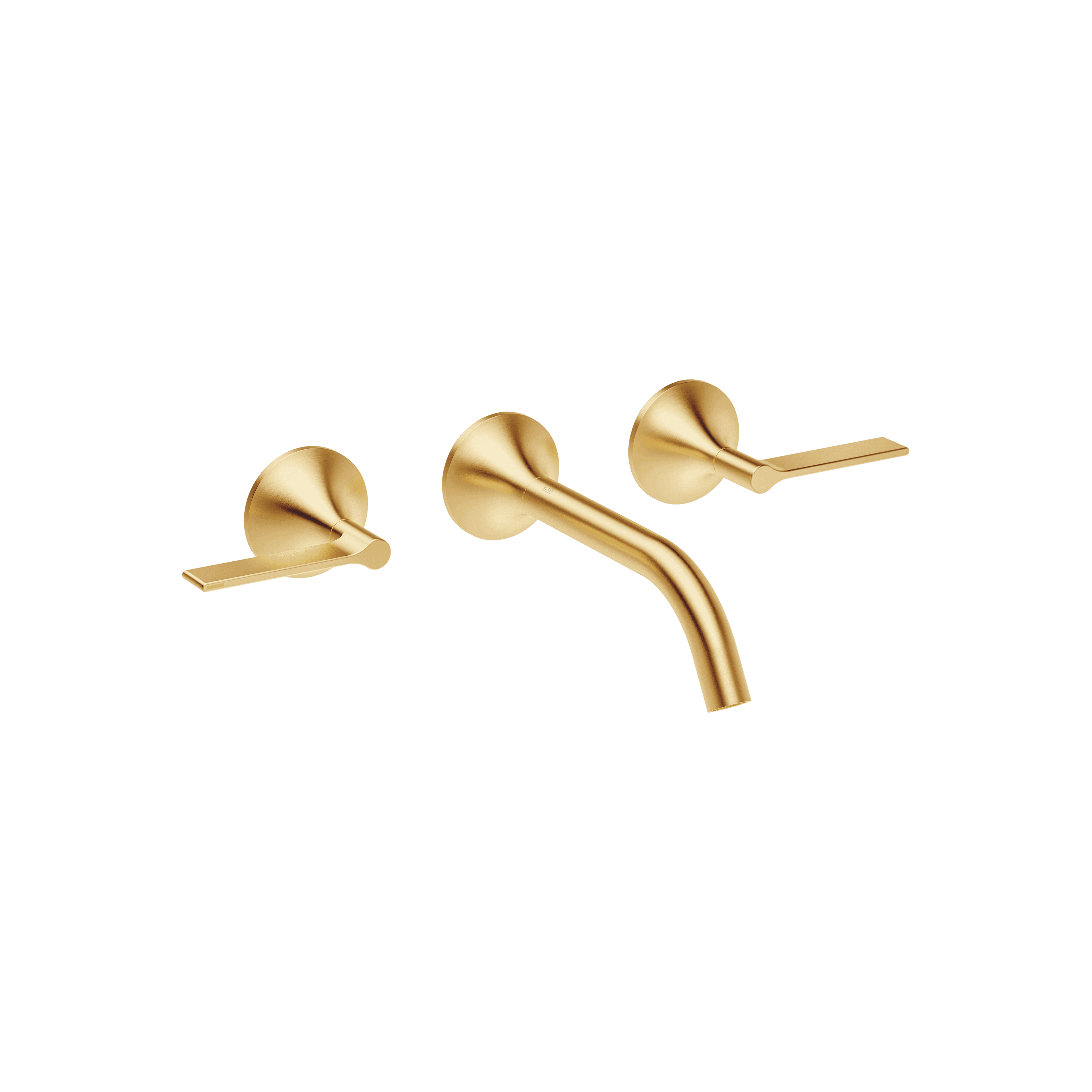 VAIA Wall-mounted basin mixer without pop-up waste in Brushed Durabrass (23kt Gold)
