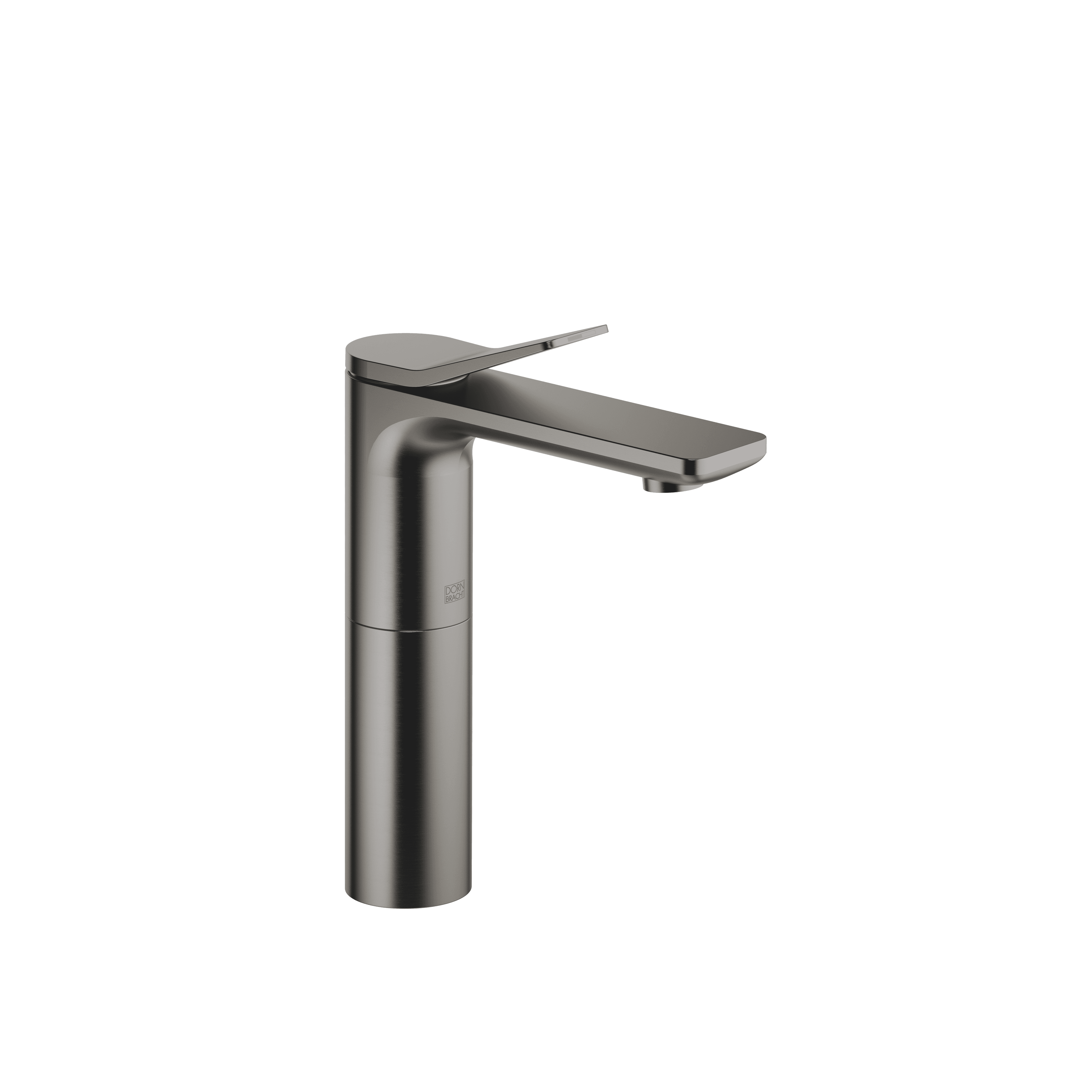 LISSÉ Single-lever basin mixer with raised base without pop-up waste in Brushed Dark Platinum