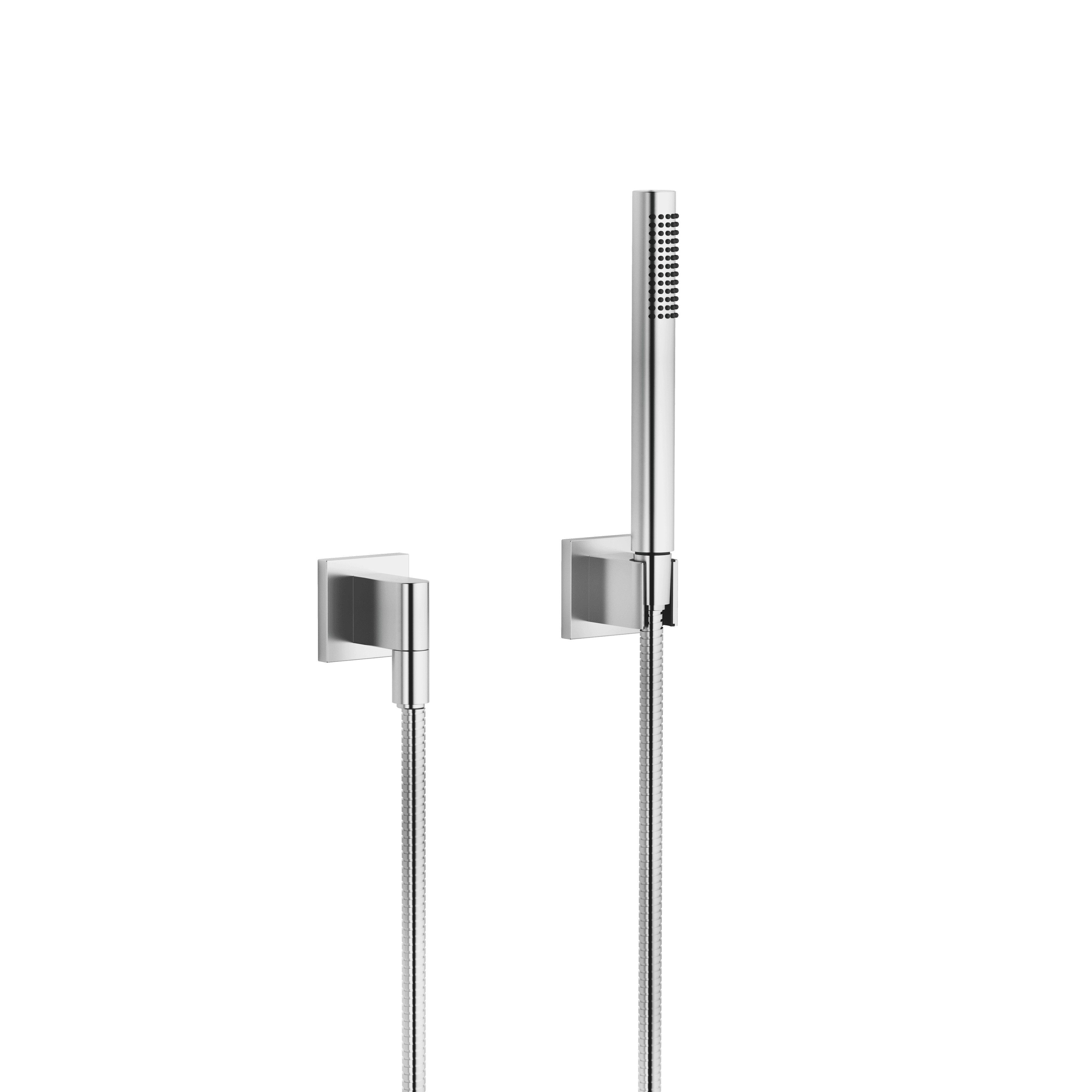 Hand shower set with individual rosettes in Brushed Chrome
