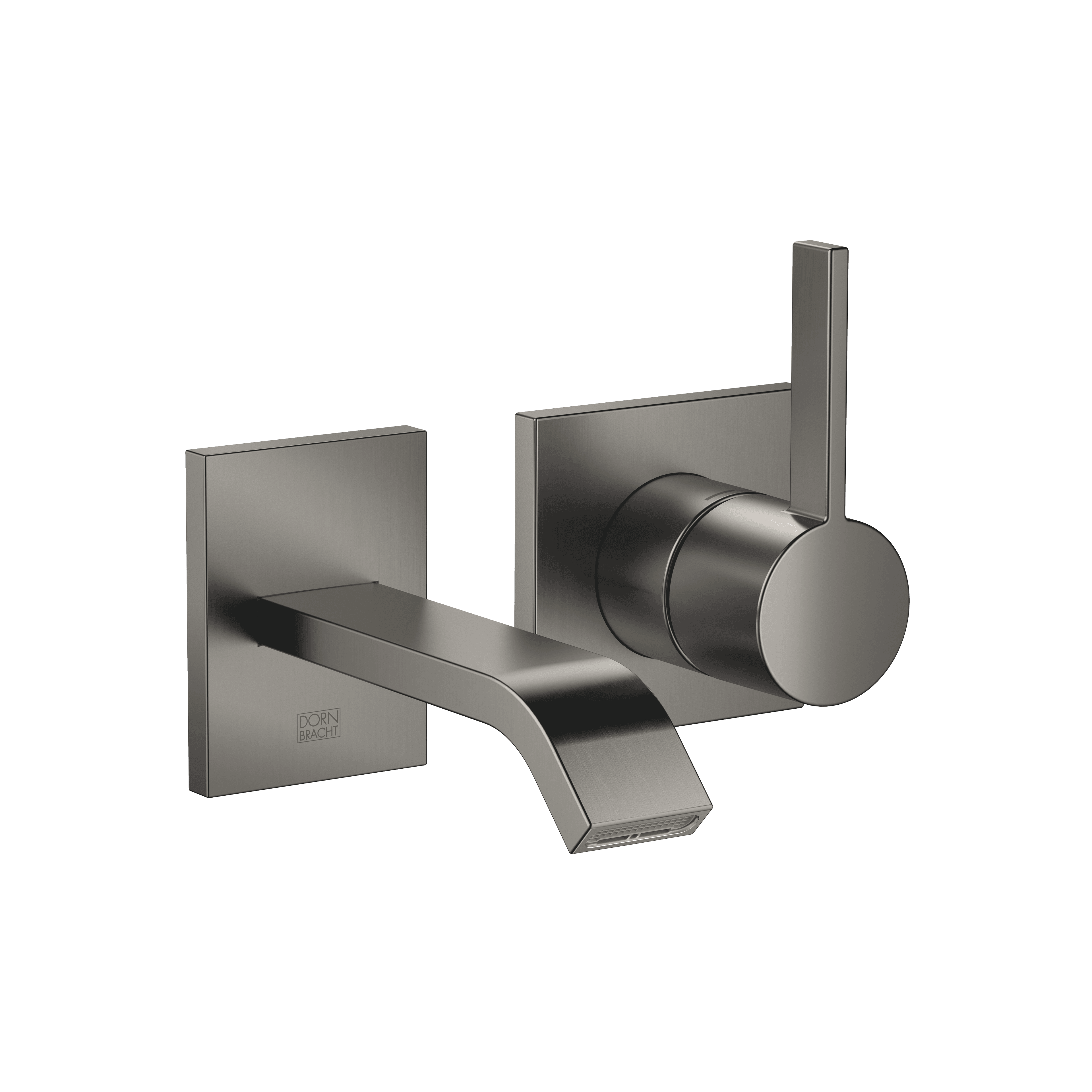 IMO Wall-mounted single-lever basin mixer without pop-up waste in Brushed Dark Platinum