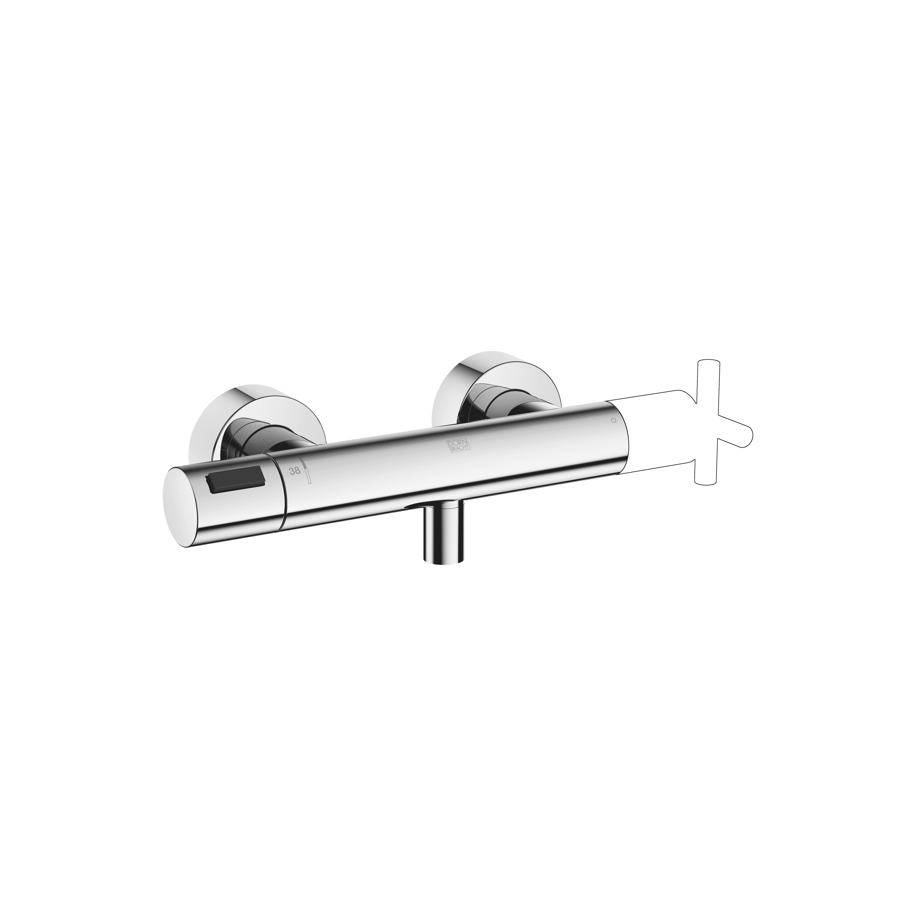 Shower thermostat for wall installation in Chrome