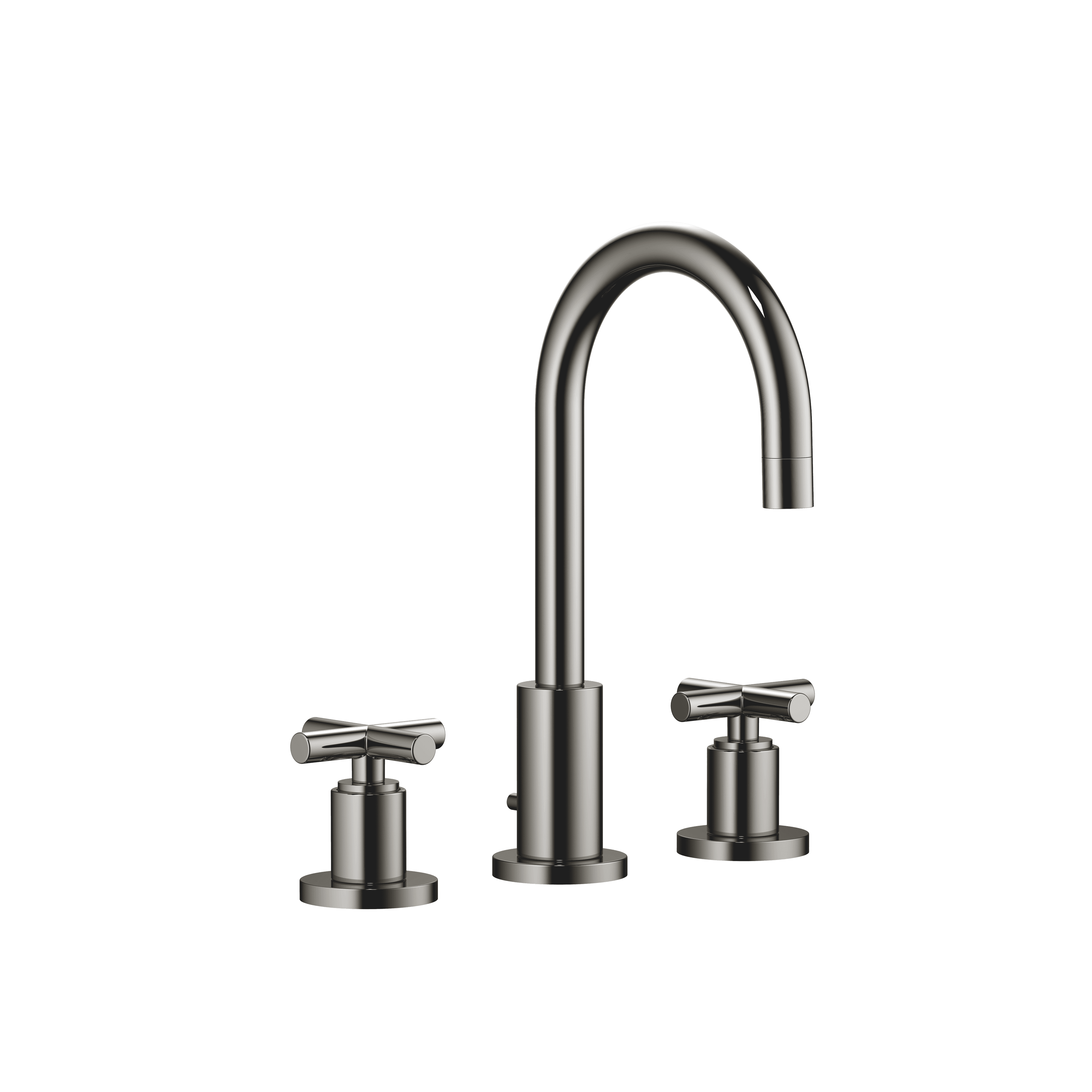 TARA Three-hole basin mixer with pop-up waste in Dark Chrome