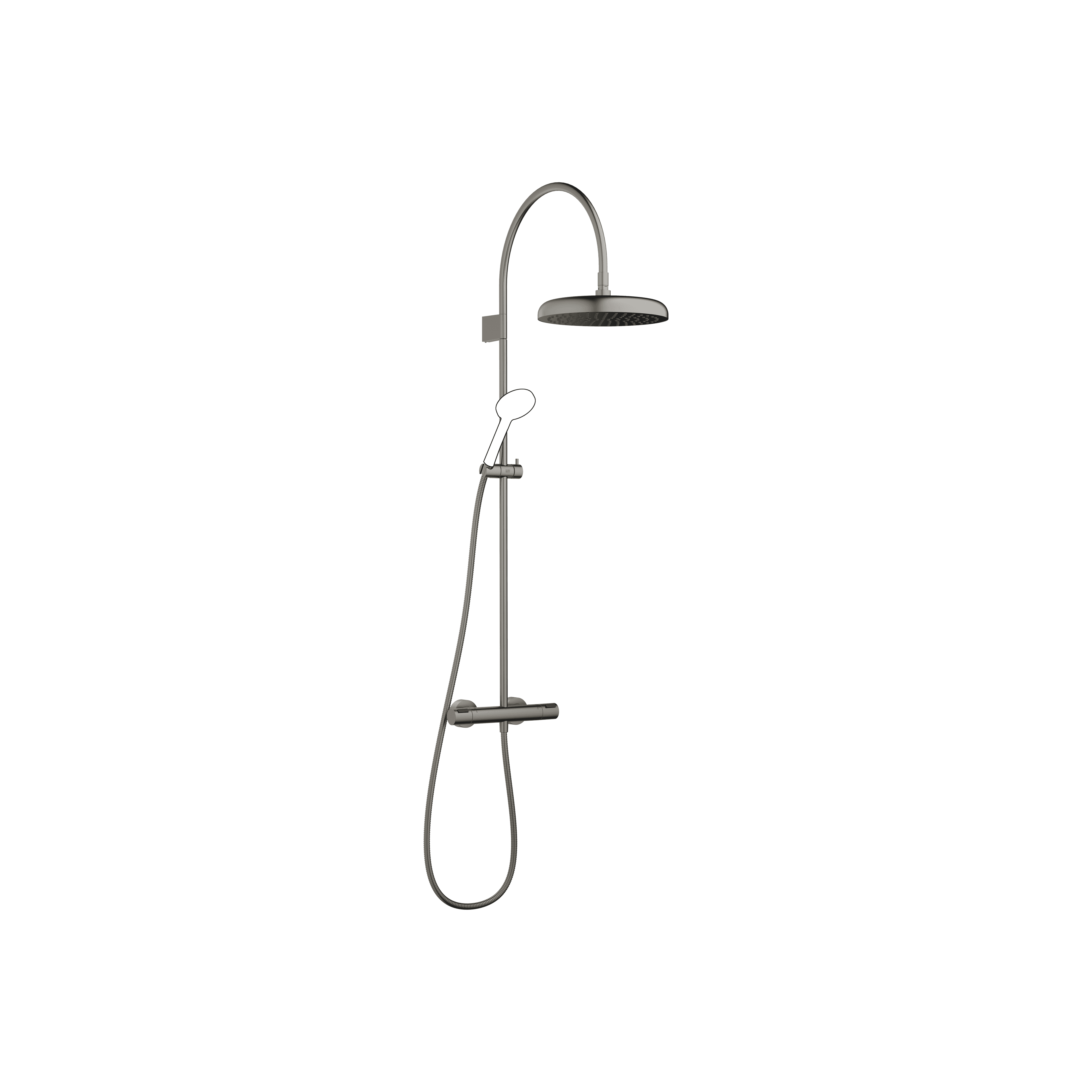 COYA Shower pipe with shower thermostat without hand shower 300 mm in Brushed Dark Platinum