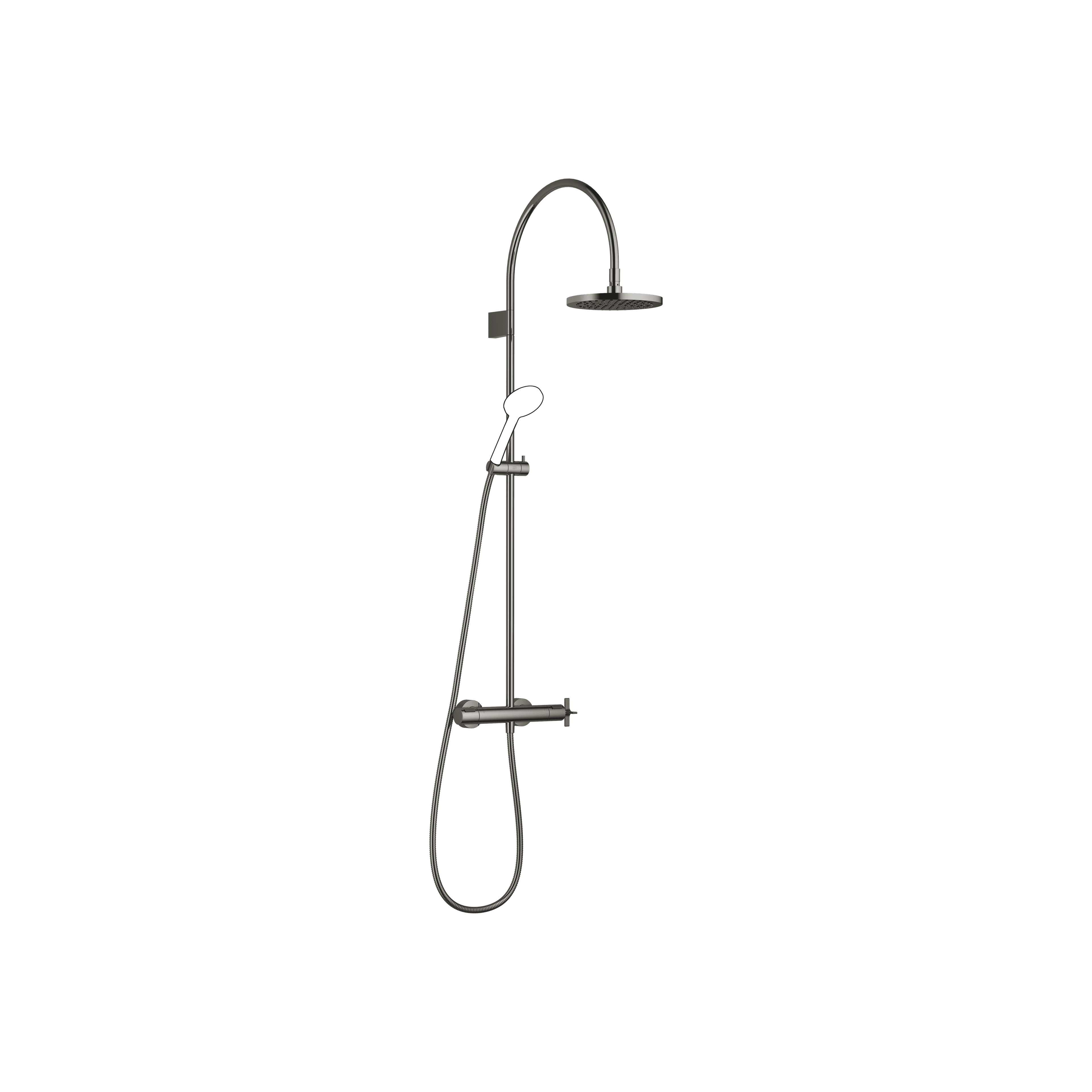 VAIA Shower pipe with shower thermostat without hand shower FlowReduce 220 mm in Dark Chrome