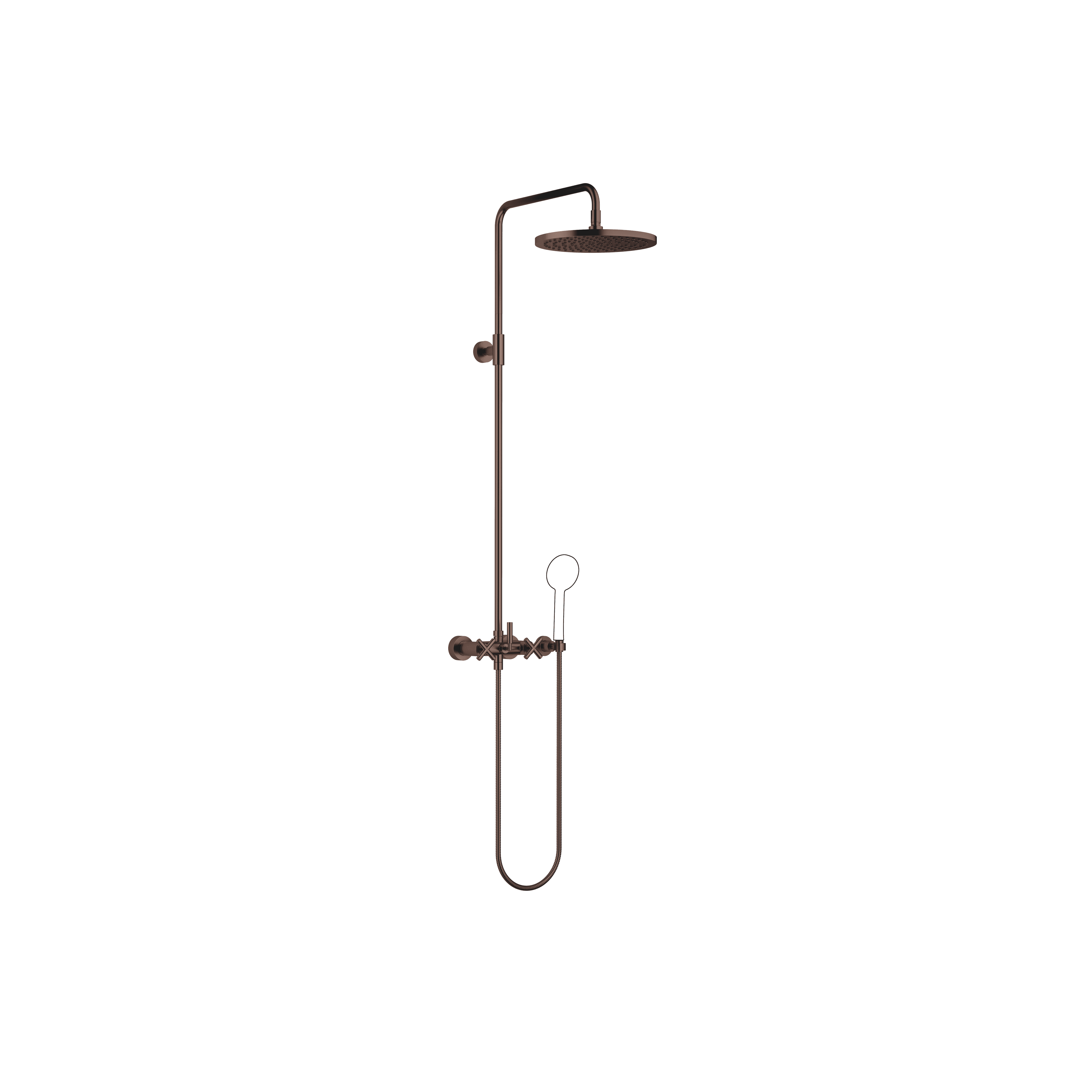 TARA Showerpipe with shower mixer without hand shower 300 mm in Brushed Dark Bronze (PVD)