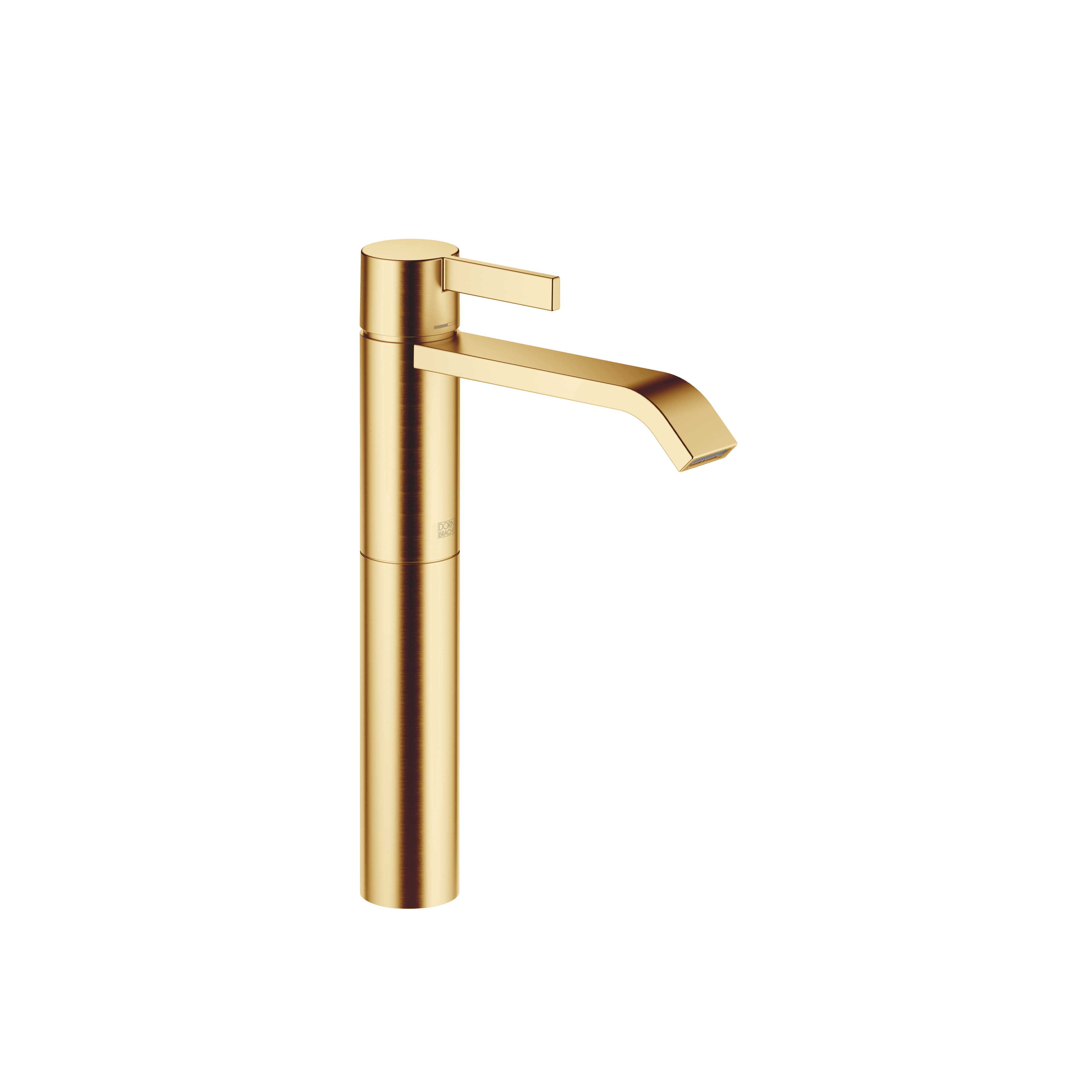 IMO Single-lever basin mixer with raised base without pop-up waste in Brushed Gold (PVD)