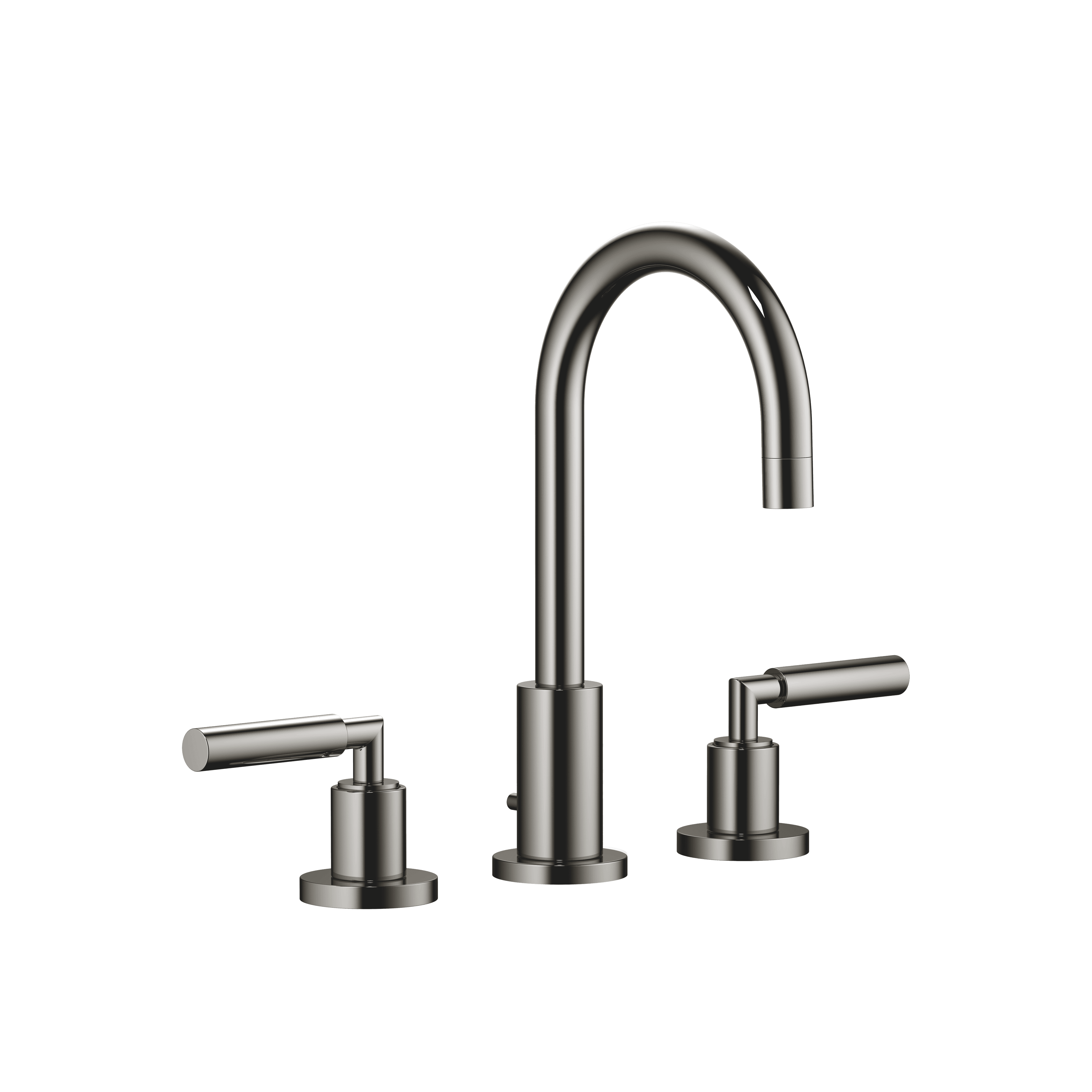 TARA Three-hole basin mixer with pop-up waste in Dark Chrome