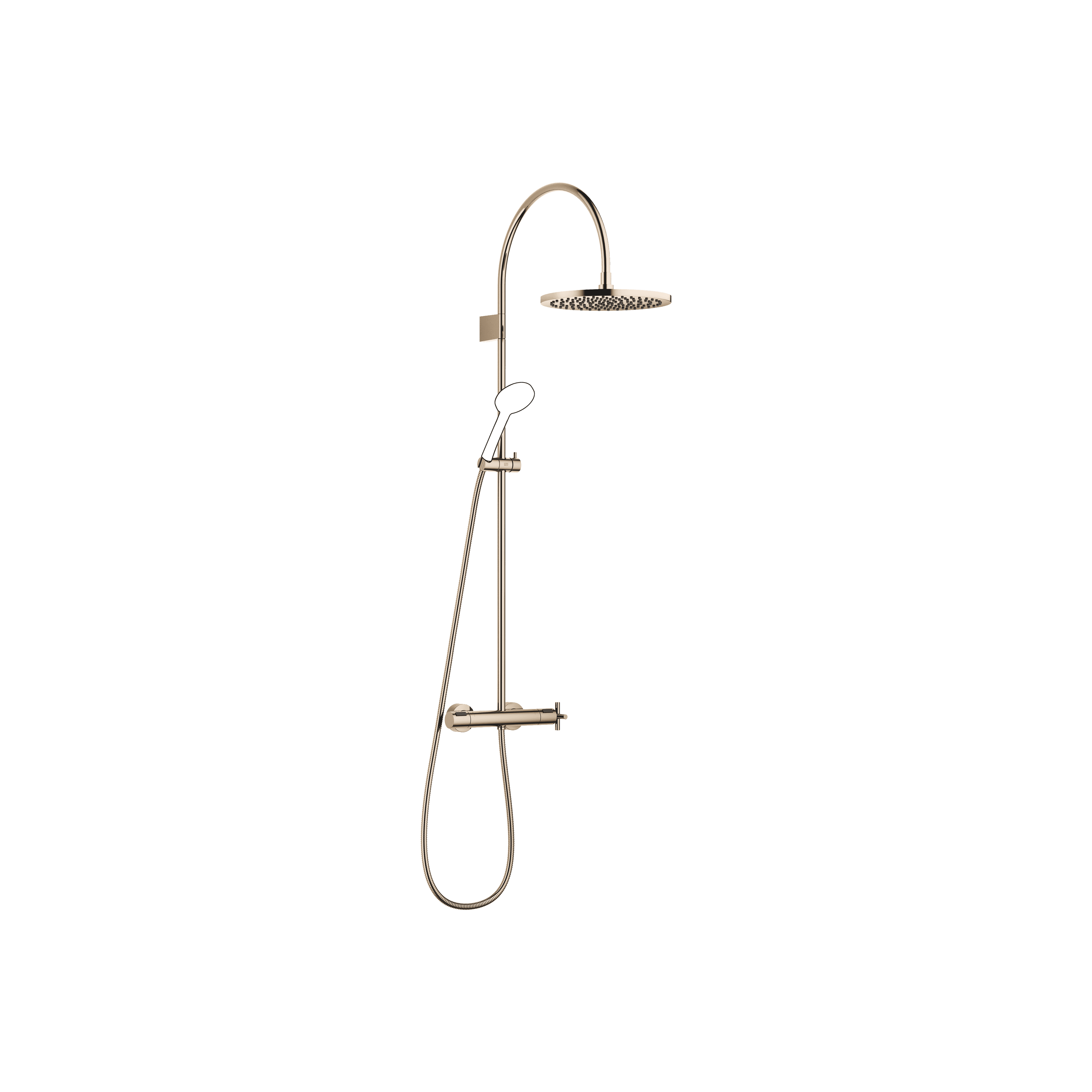 TARA Shower pipe with shower thermostat without hand shower 300 mm in Champagne (22kt Gold)