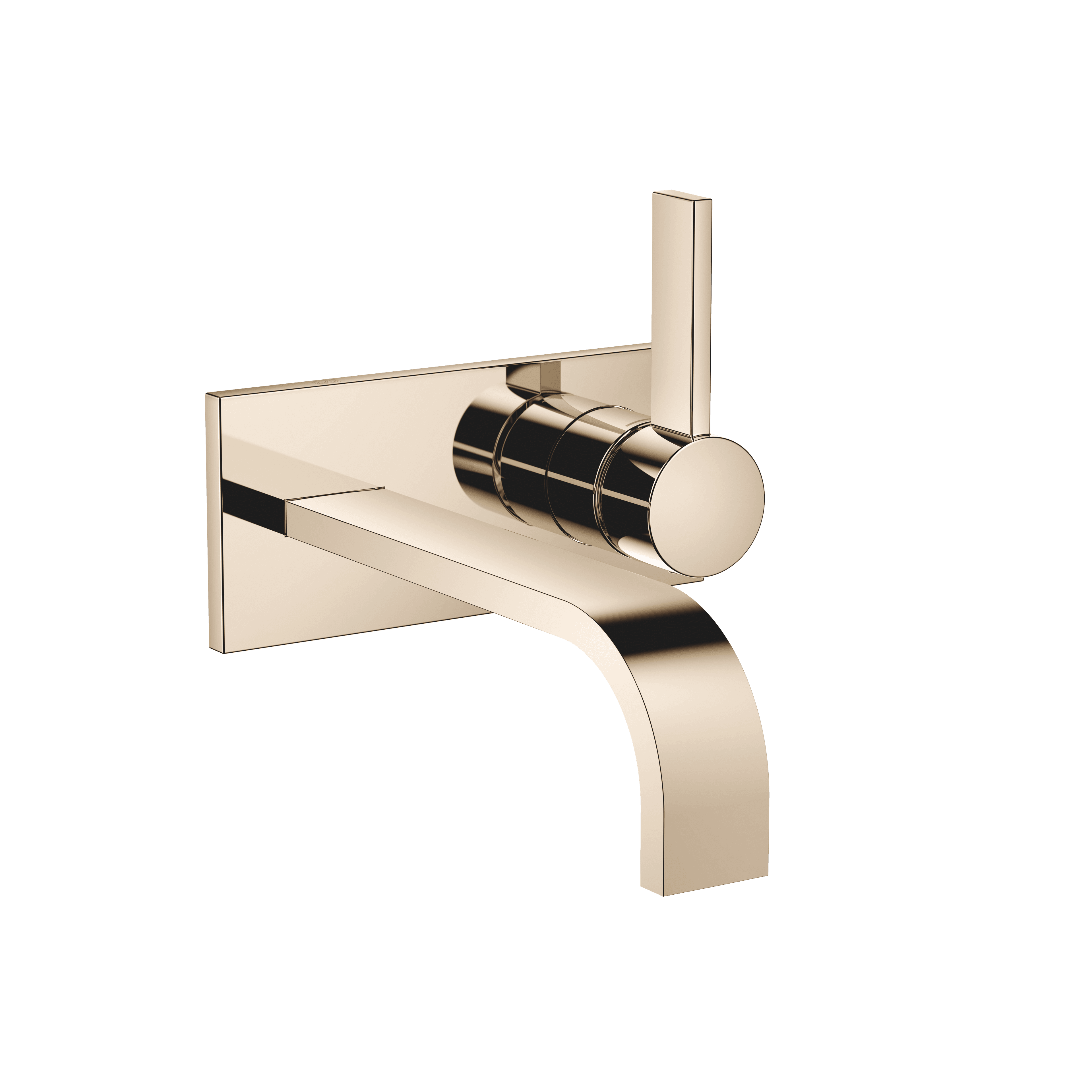 MEM Wall-mounted single-lever basin mixer with cover plate without pop-up waste in Champagne (22kt Gold)