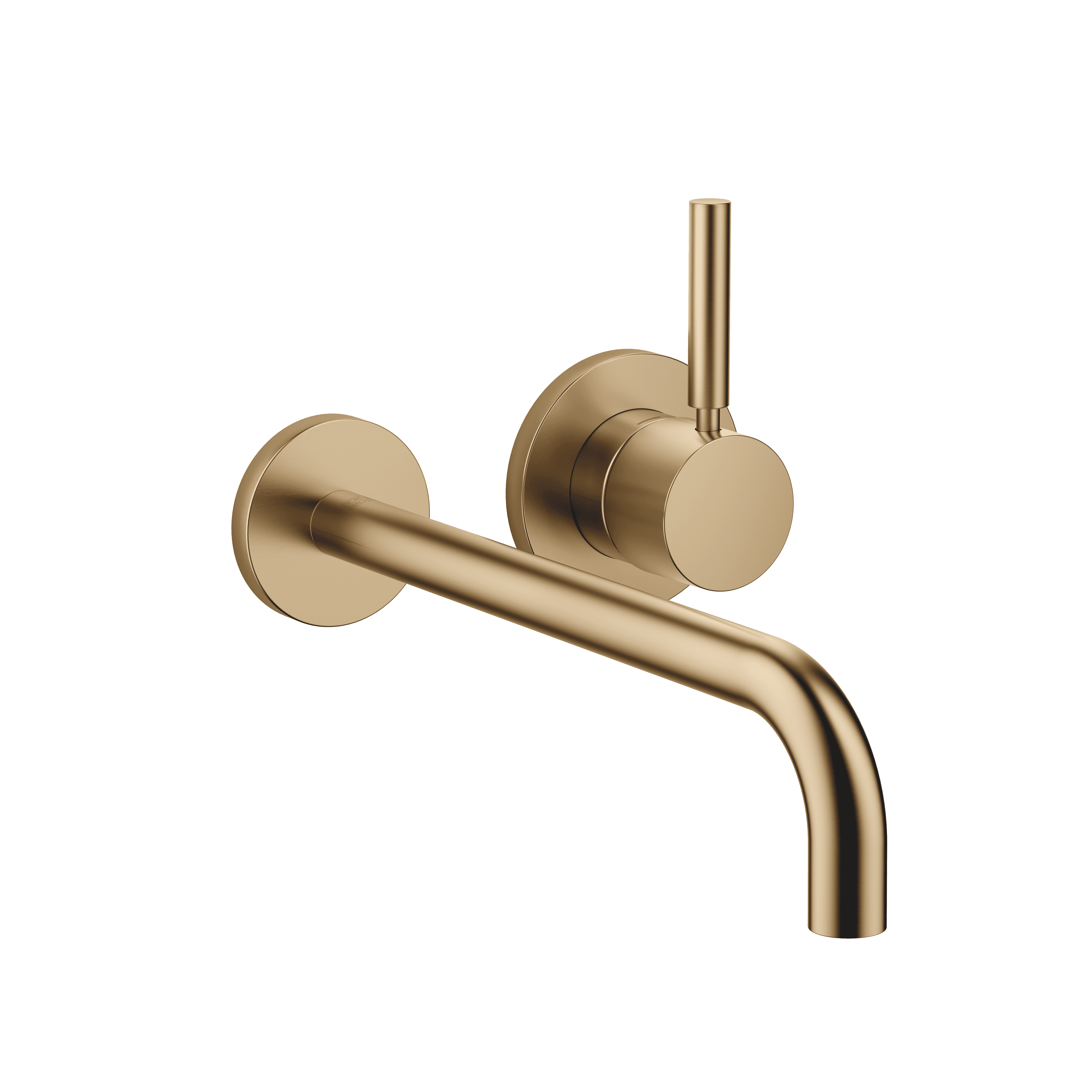 META Wall-mounted single-lever basin mixer with individual rosettes in Brushed Dark Brass (PVD)