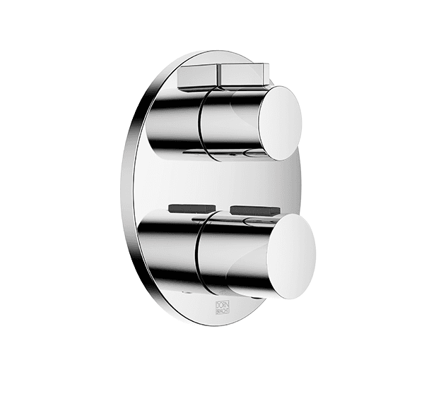 Concealed thermostat with one function volume control in Brushed Chrome