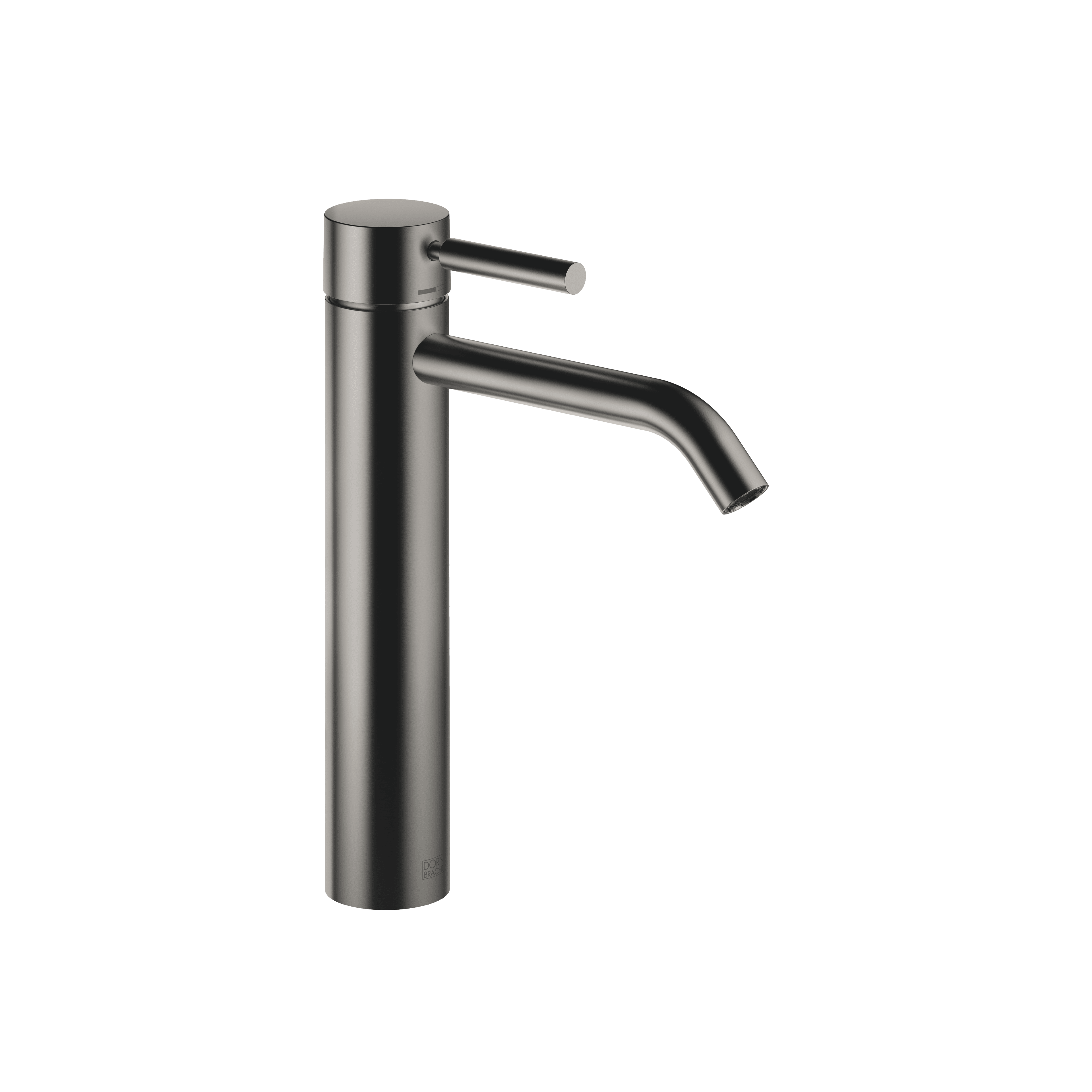 META Single-lever basin mixer with raised base without pop-up waste in Brushed Dark Platinum