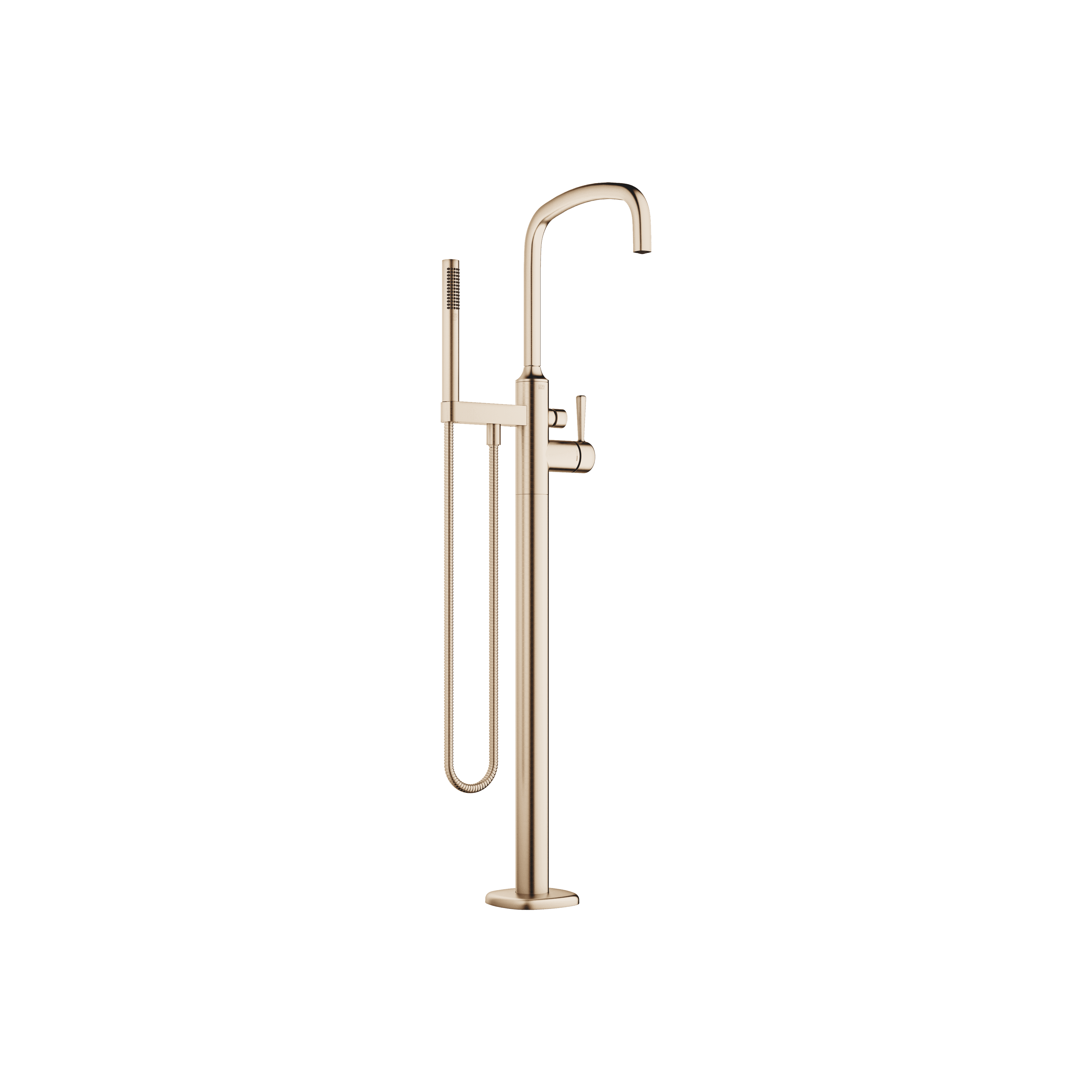 COYA Single-lever bath mixer with stand pipe for free-standing assembly with hand shower set in Brushed Champagne (22kt Gold)
