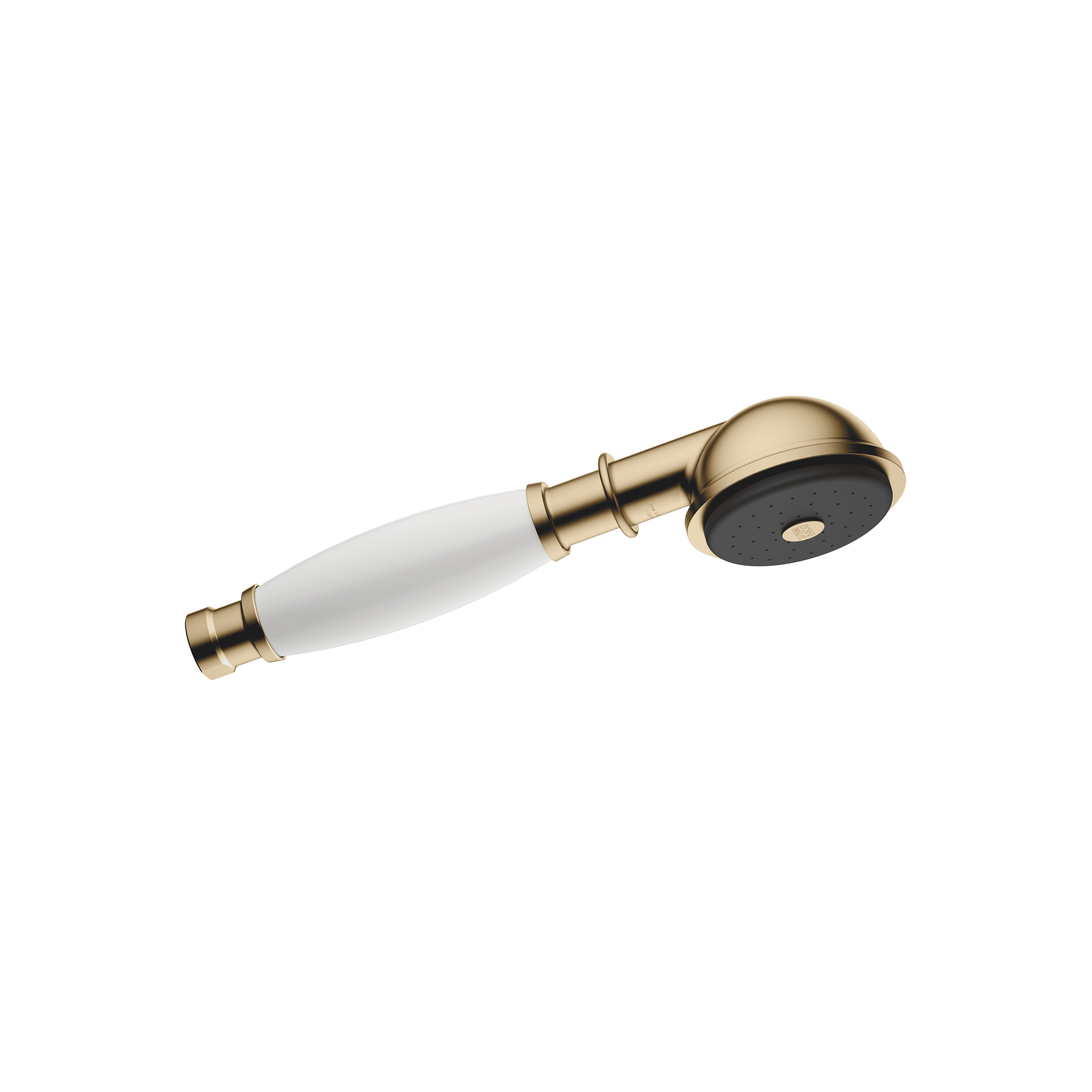 MADISON Metal hand shower with porcelain insert (white) FlowReduce in Brushed Dark Brass (PVD)