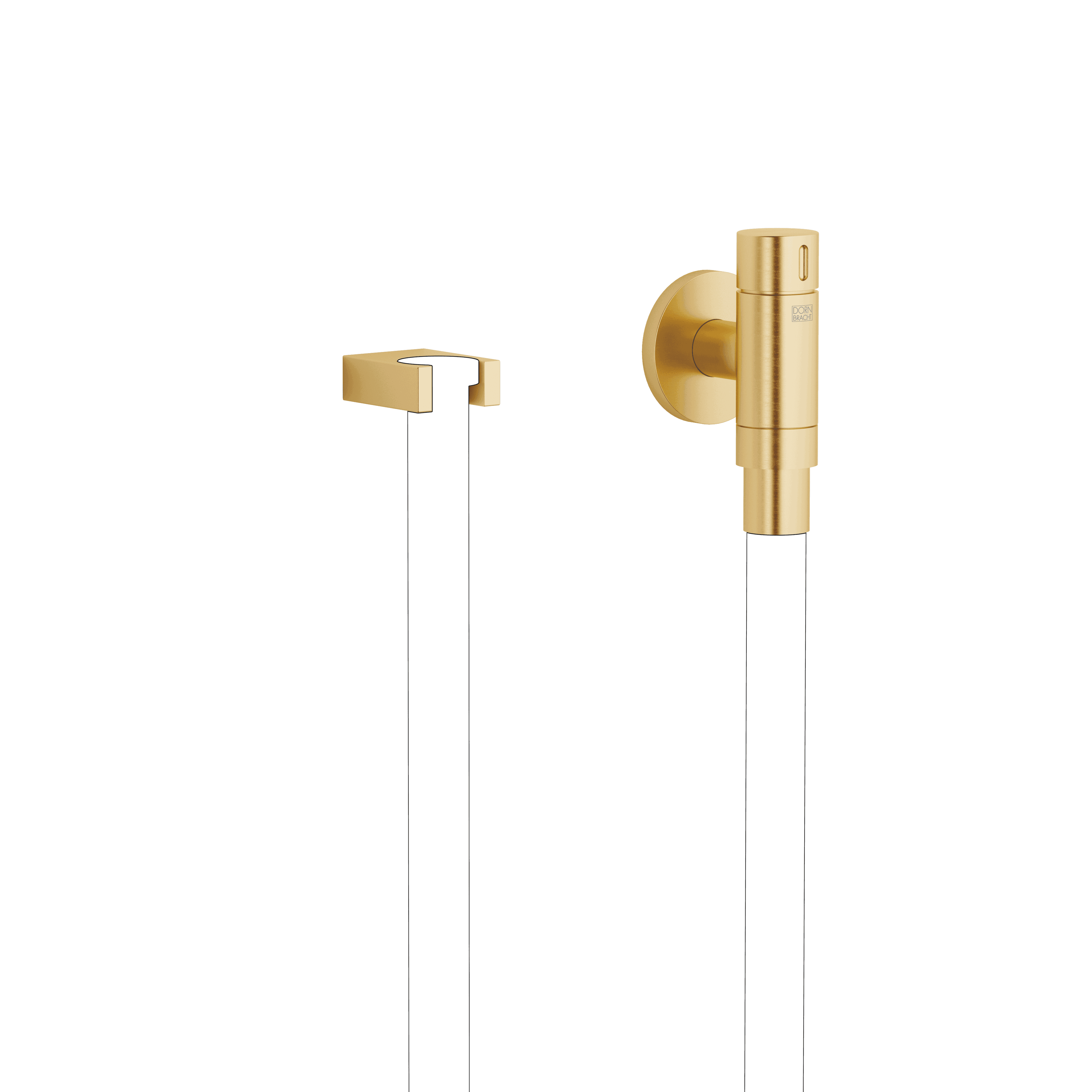 WATER TUBE Kneipp wall elbow with hose holder with individual rosettes in Brushed Durabrass (23kt Gold)