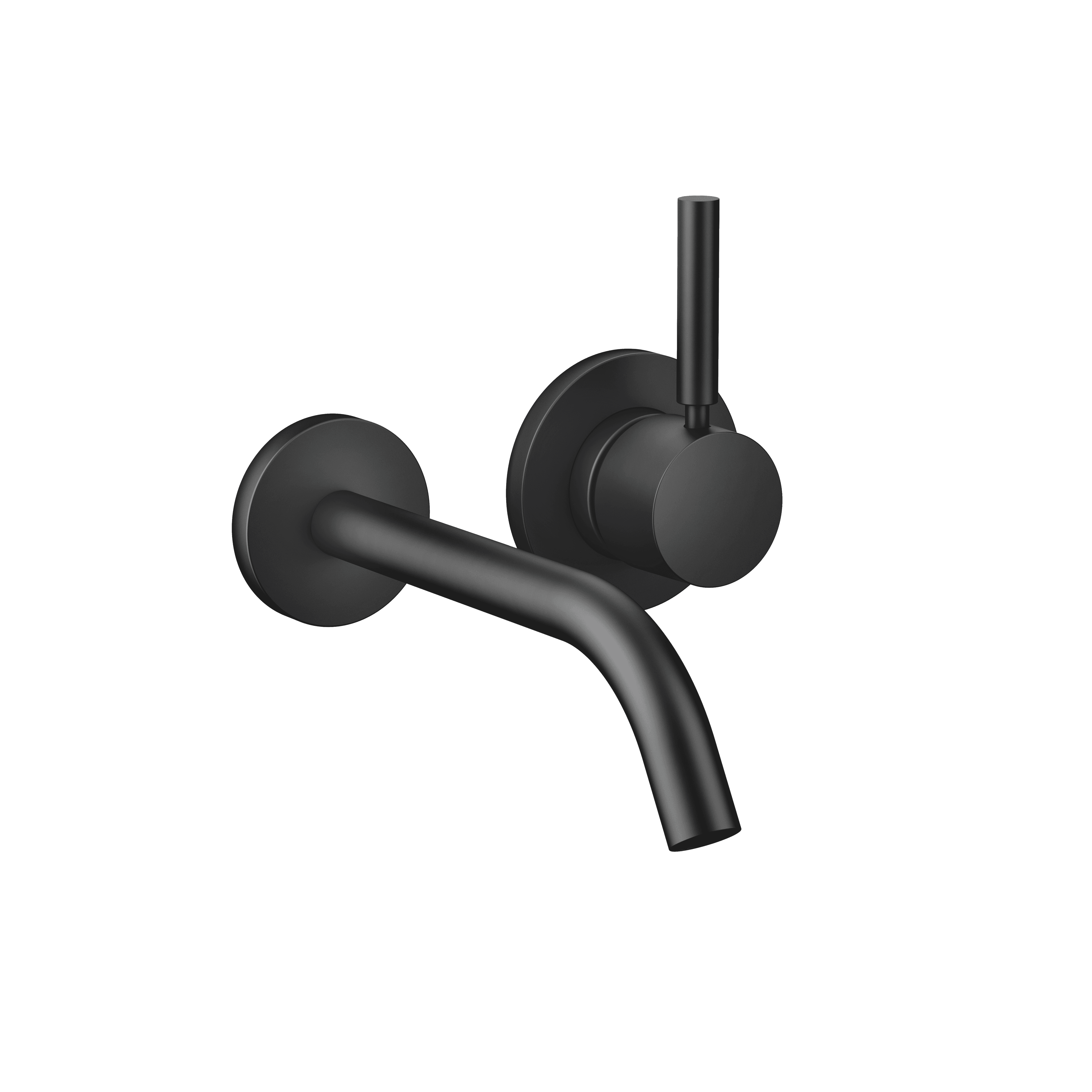 META Wall-mounted single-lever basin mixer without pop-up waste in Matte Black
