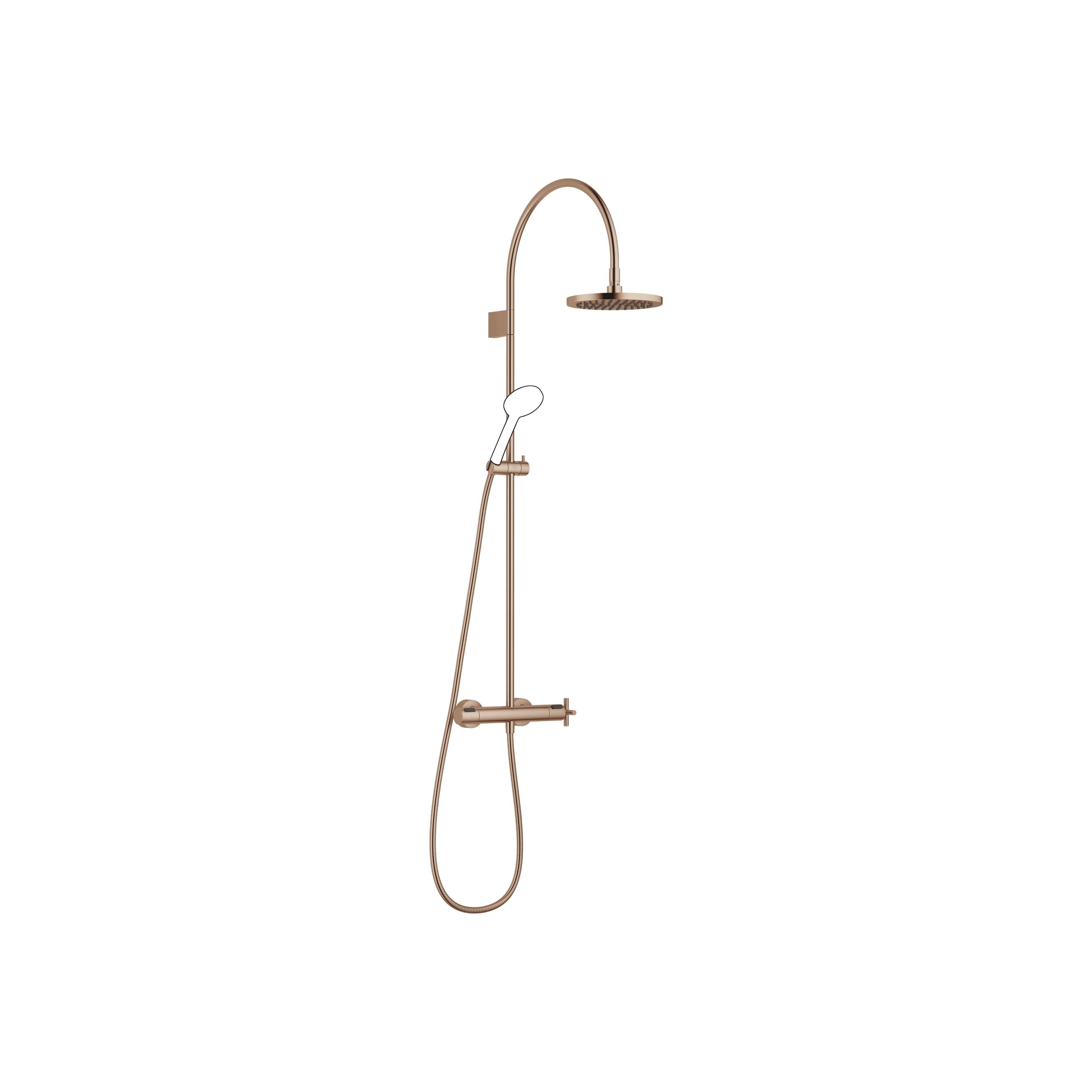 TARA Shower pipe with shower thermostat without hand shower FlowReduce 220 mm in Brushed Bronze (PVD)