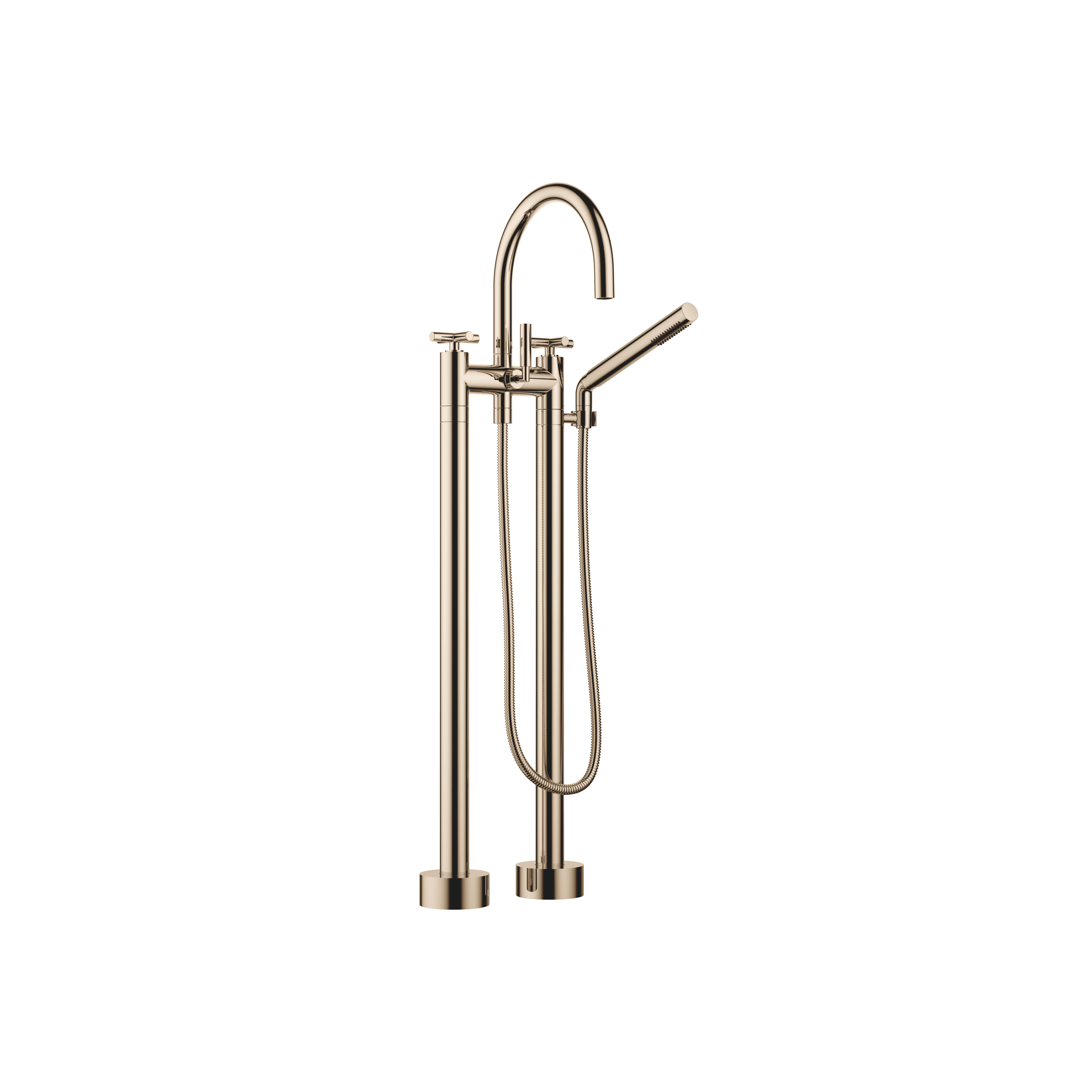 TARA Two-hole bath mixer for free-standing assembly with hand shower set in Champagne (22kt Gold)